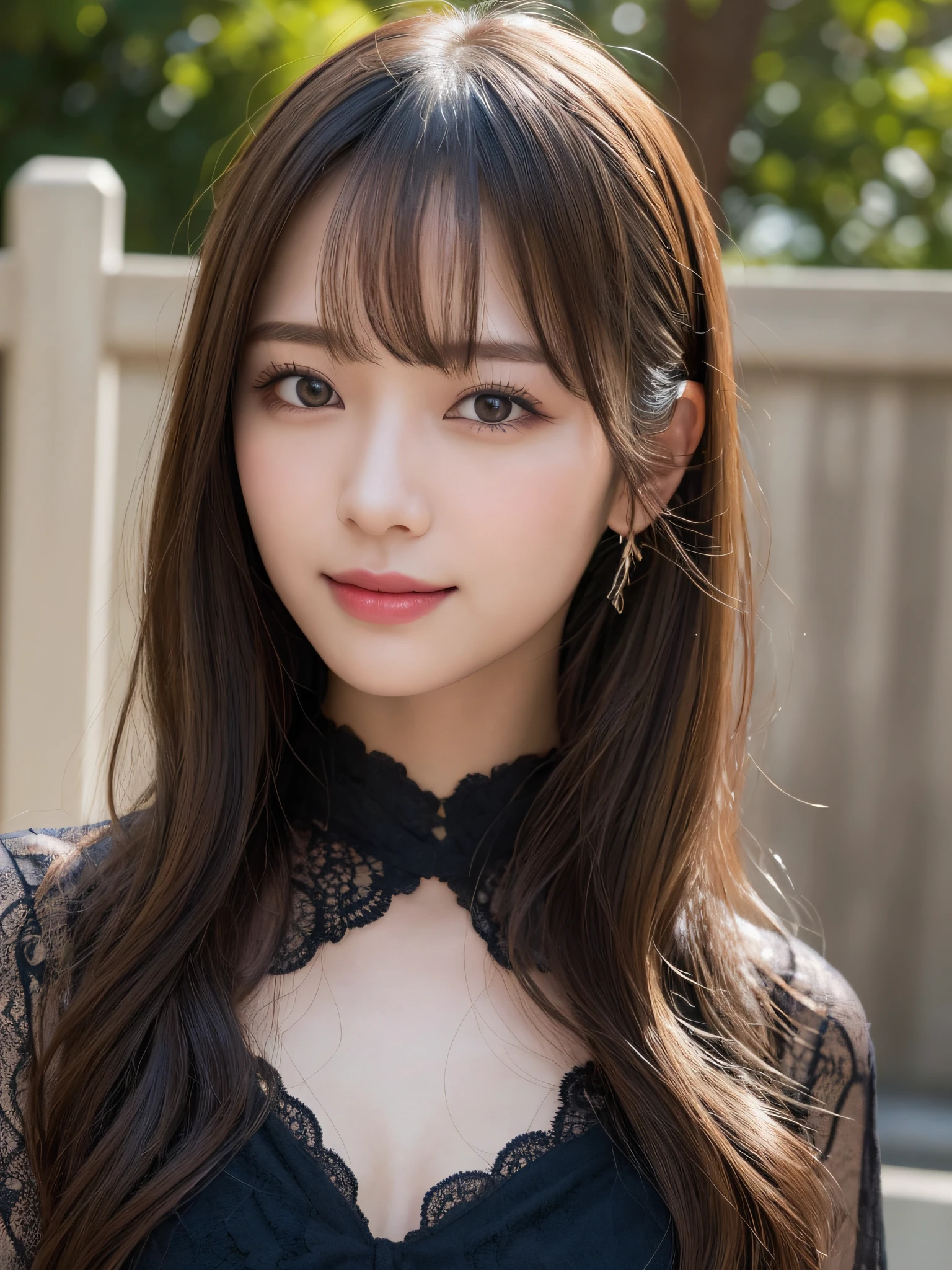 masterpiece, best picture quality, high quality, beautiful girl, Japanese, Japanese school girl, popular Korean makeup, detailed, swollen eyes, detailed eyes, detailed skin, beautiful skin, ultra high resolution, (reality: 1.4), very beautiful, slightly younger face, beautiful skin, slender, (ultra realistic), (illustration), (high resolution), (8K), (highly detailed), (best illustration), (beautifully detailed eyes), (super detailed), (wallpaper), (detailed face), looking at viewer, fine details, detailed face, pureerosfaceace_v1, smiling, looking straight ahead, looking straight ahead, angle from waist up, realistic photo, bright lighting, professional lighting, blonde, long hair, dark ruins, big red moon, gorgeous red and black dress, mature woman, long stylish bangs,キスショット・アセロラオリオン・ハートアンダーブレード