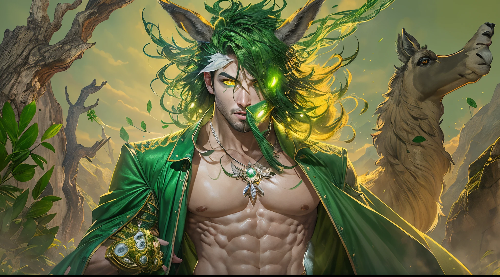 un primer plano de un hombre con una llama verde en la cabeza y torso, humano resplandeciente, Como se ilustra en Top Cow Comics, Brillando en poder, Sosteniendo fuego verde, Hoja de alma verde brillante,esqueleto,esqueleto humano,huesesos,deretirse,nuclear