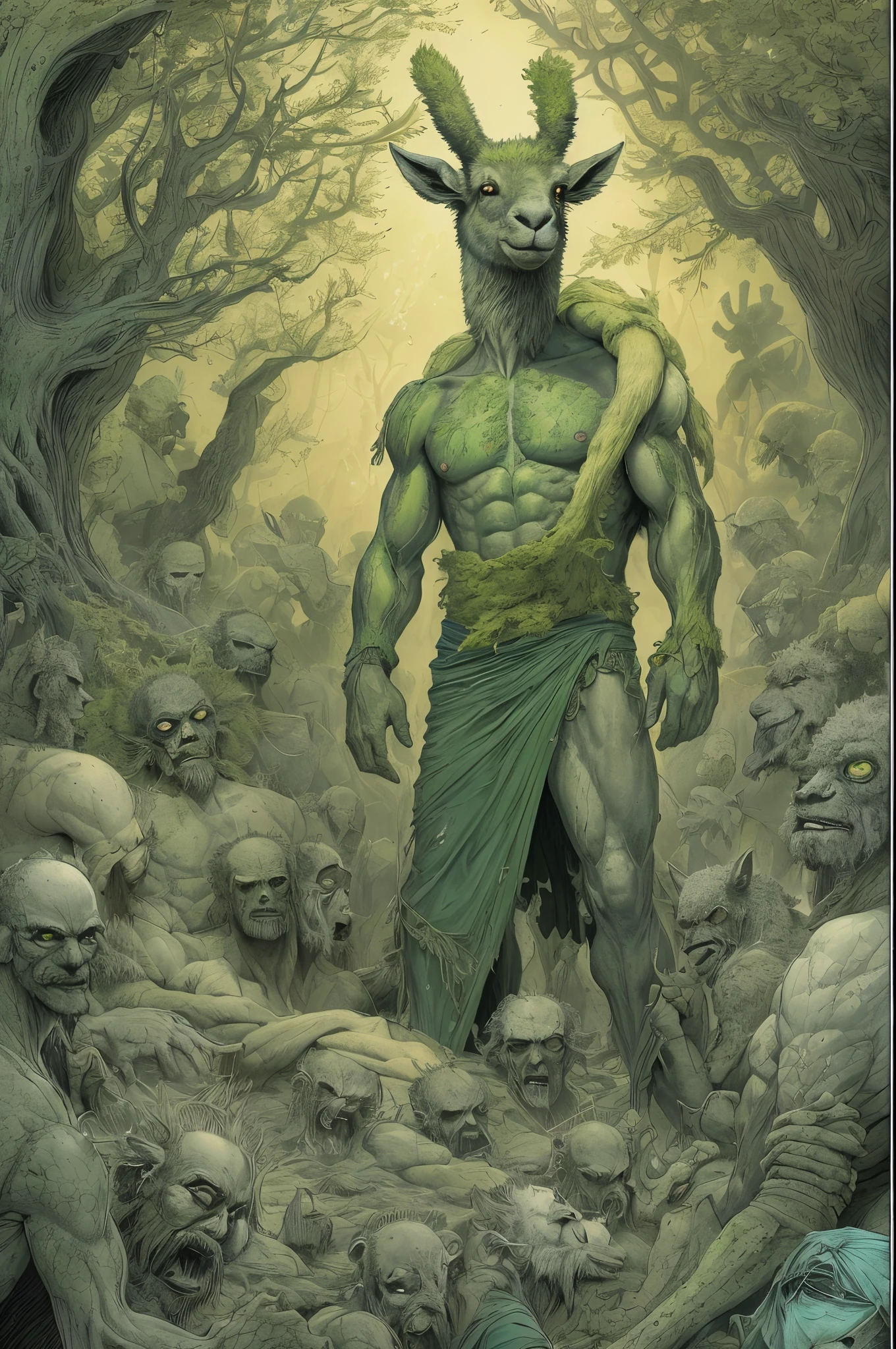 un primer plano de un hombre con una llama verde en la cabeza y torso, humano resplandeciente, Como se ilustra en Top Cow Comics, Brillando en poder, Sosteniendo fuego verde, Hoja de alma verde brillante,esqueleto,esqueleto humano,huesesos,deretirse,nuclear