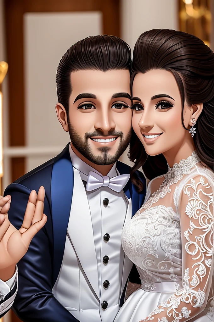 estilo caricature marido e esposa casamento na igreja