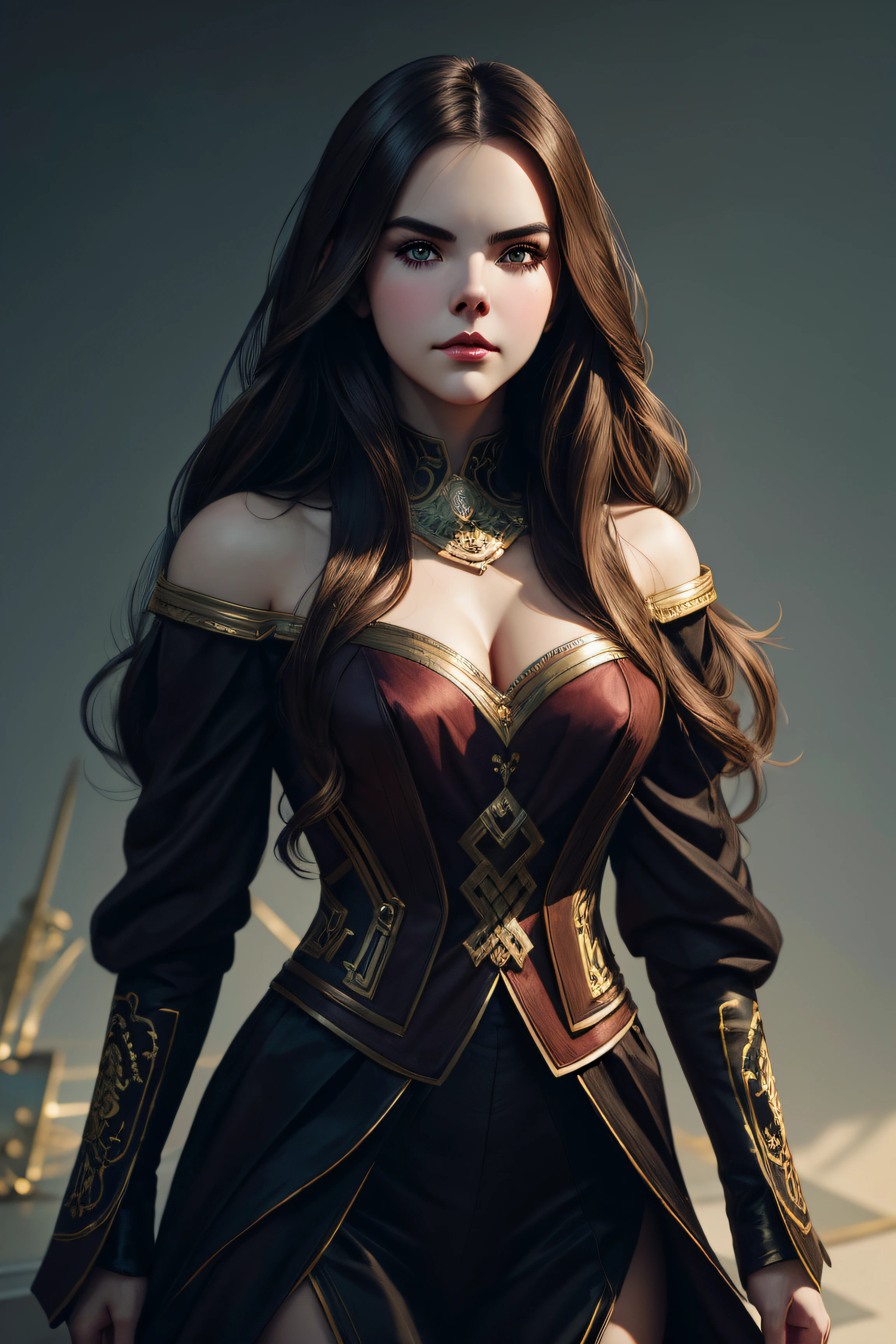 Bailee Madison, slave, character portrait, 4 9 9 0 s, long hair, intricate, elegant, highly detailed, digital painting, artstation, concept art, smooth, sharp focus, illustration, art by wlop, charlie bowater and alexandra fomina