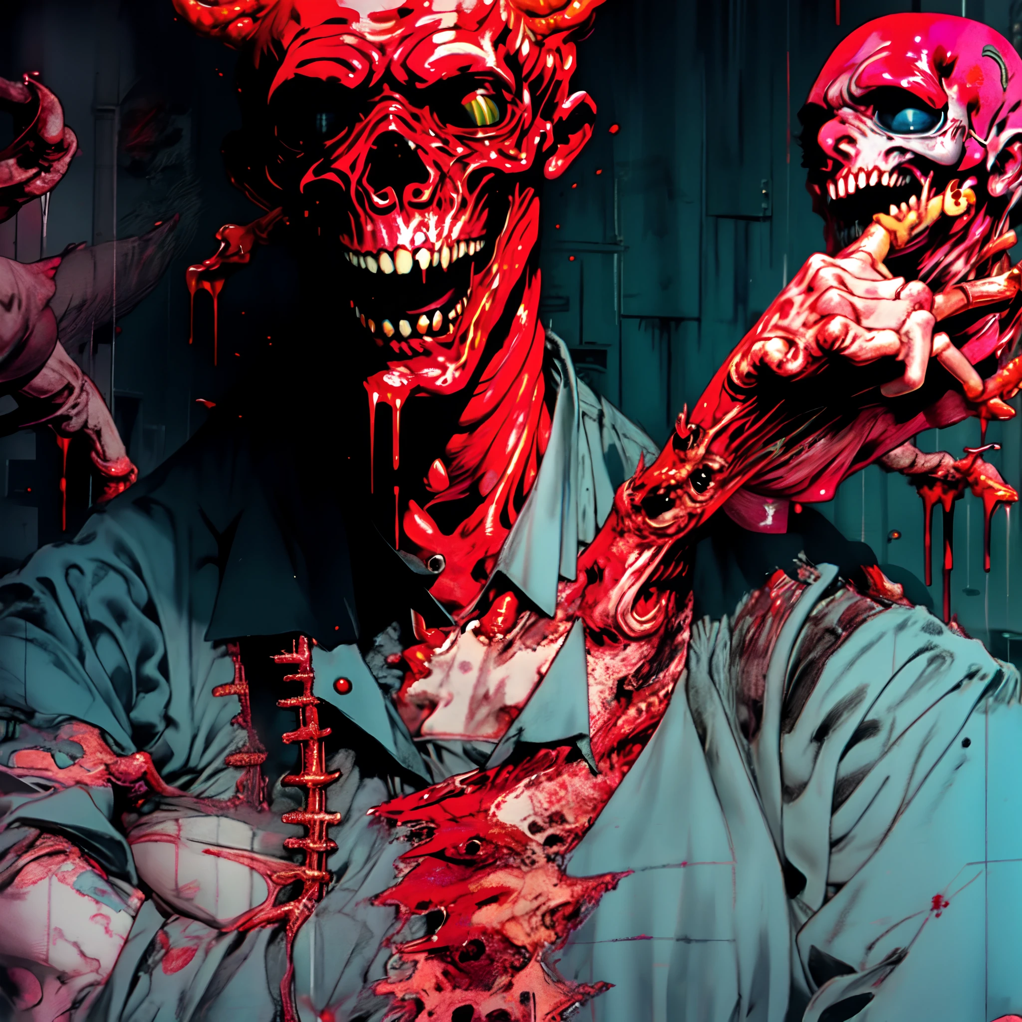 Debian art tendence, Digital illustration, Epic Realistic, detailed))UHD, HDR,higheres, best quality, 4k, manga-goru, putrefact, body horror, insain detailed, hyper intrincate details, body terror,.terror body, horror body, , gore, (monster gore), solo, demon goru, satanismo, cannibalism,(1gore-horrorbody_demon), , Horror body, terror body, terror, horror, injury, blood, organs exposure, brain exposure, intestines exposure, demon monster, terrorific, multiples eyes, scarred, bloodying cutes, ((necrotic)), (( human sacrifice, animal sacrifice, , qliphotic, spectral aura, qliphotic demon, ((necrotic body)), necrotic look, chromatic, malevolent, creapy, blood bloodying