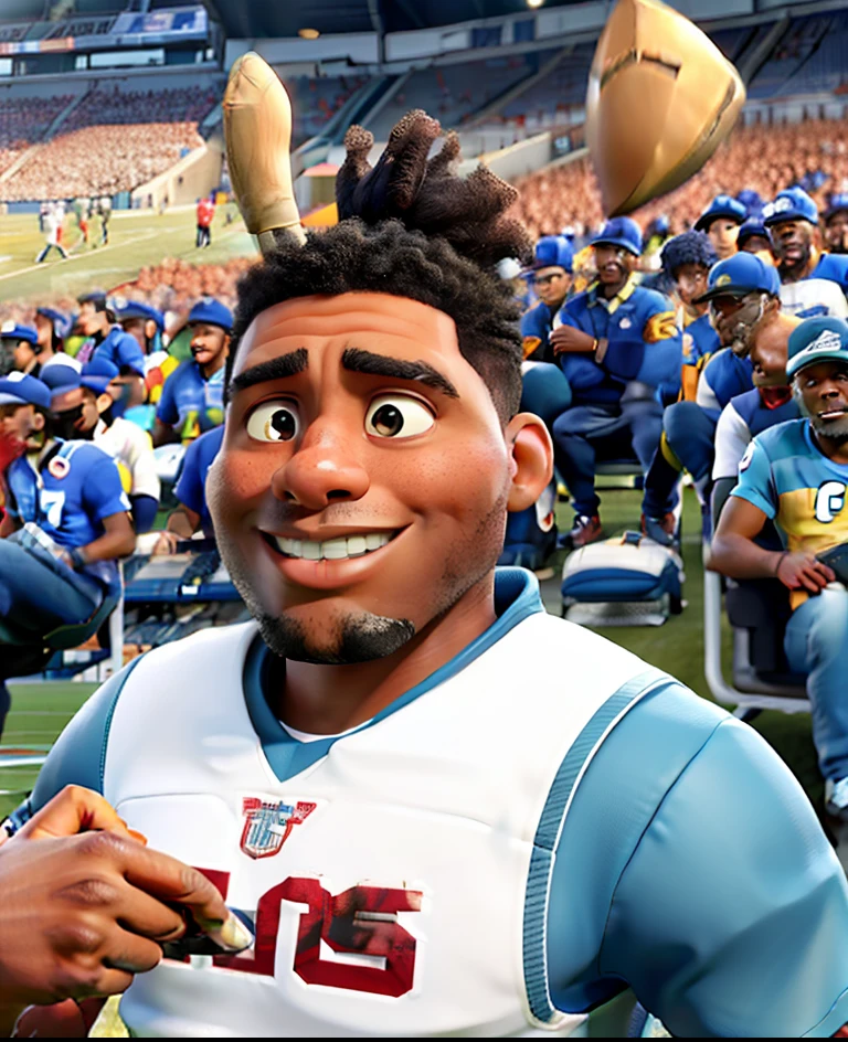 Black man at football stadium