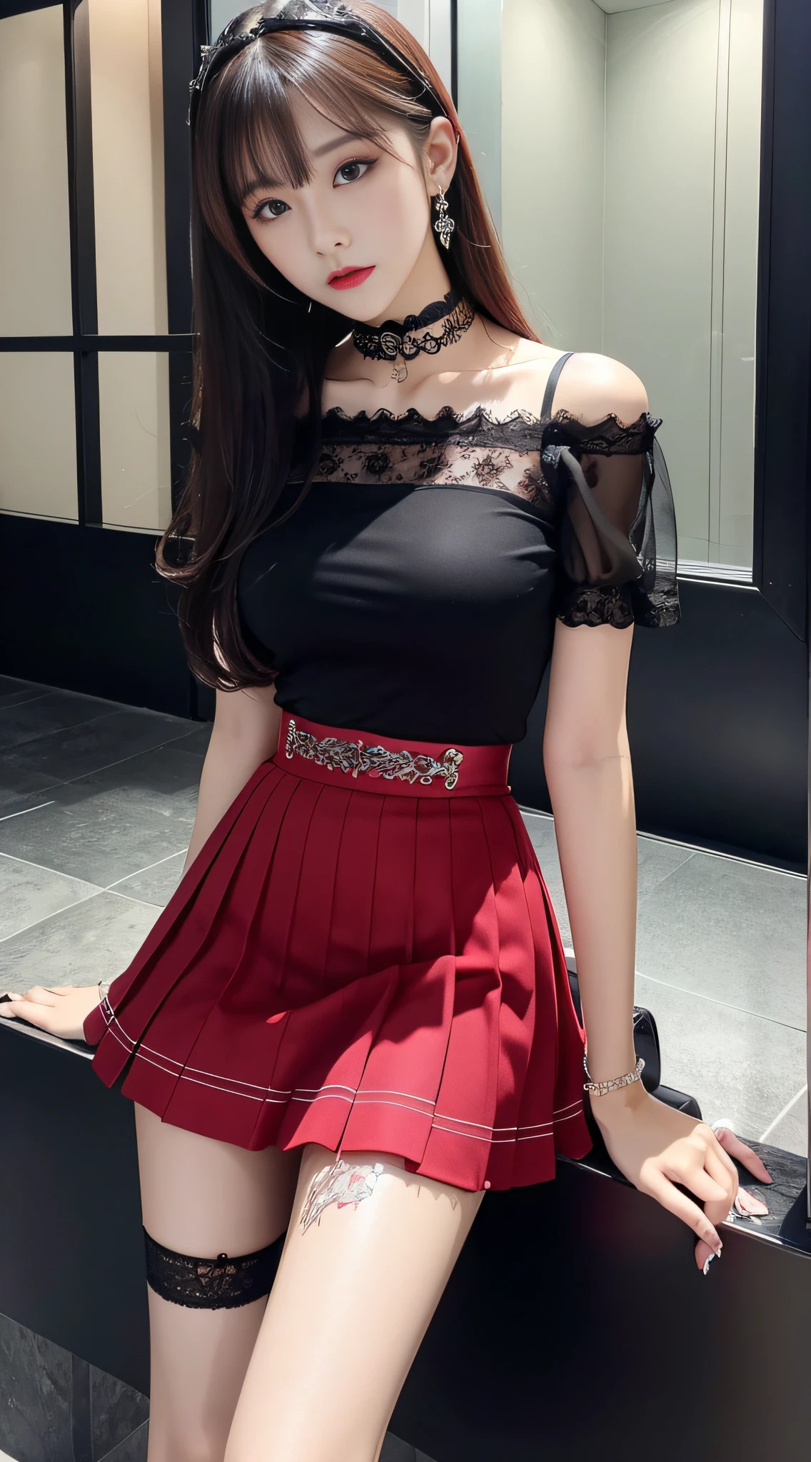 Charming beauties、Evil Fall、dark、brainwash、Brainwashing device、panthyhose、lacy fabric、Glossy legs、pleatedskirt、a choker