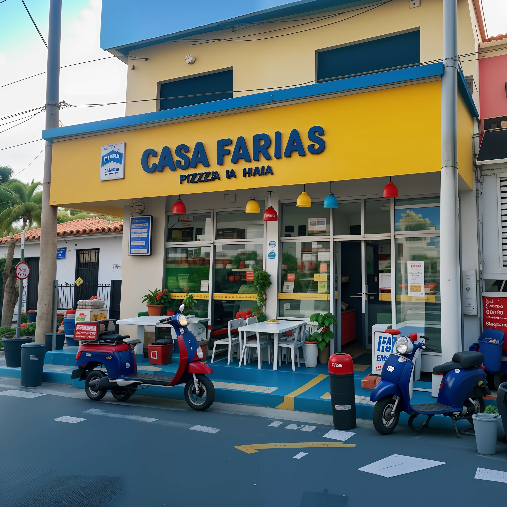 Uma empresa chamada Casa Farias. Panificadora e Pizzaria.