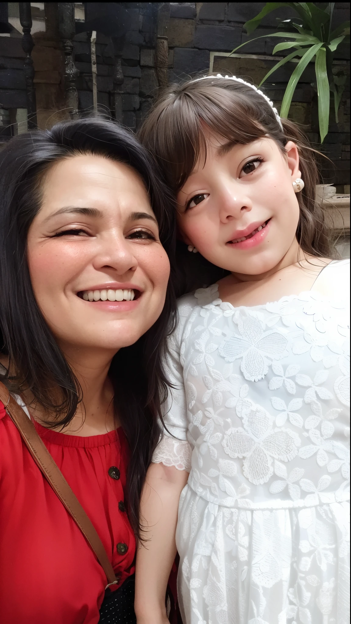 there is a woman and a little girl posing for a picture, Directed by: Nandor Soldier, In Sao Paulo, Directed by: Veronica Ruiz de Velasco, by Maria Helena Vieira da Silva, by Amelia Peláez, 3 5 year brazilian mother, divertindo-se, inspirado em Maria Helena Vieira da Silva, Divirta-se