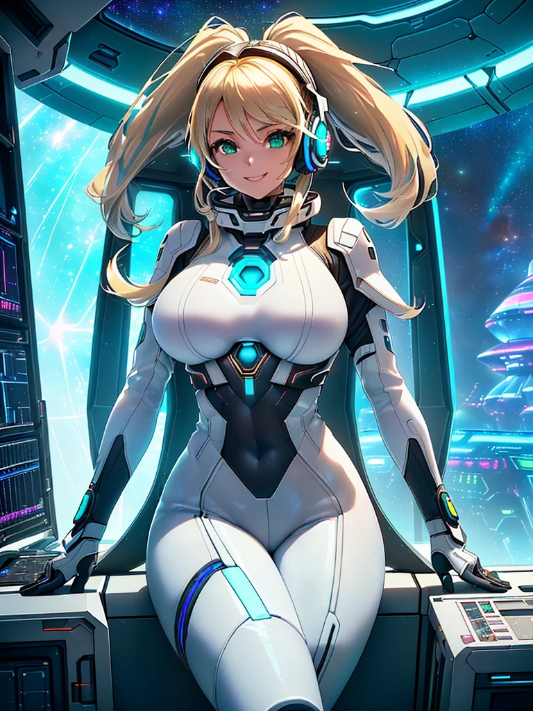 She is a robot girl, super realistic masterpiece with big boobs, yellow hair, pink eyes, beautiful robot character design, in a futuristic world with orange sky, minimalist, fiction, mega_man_zero