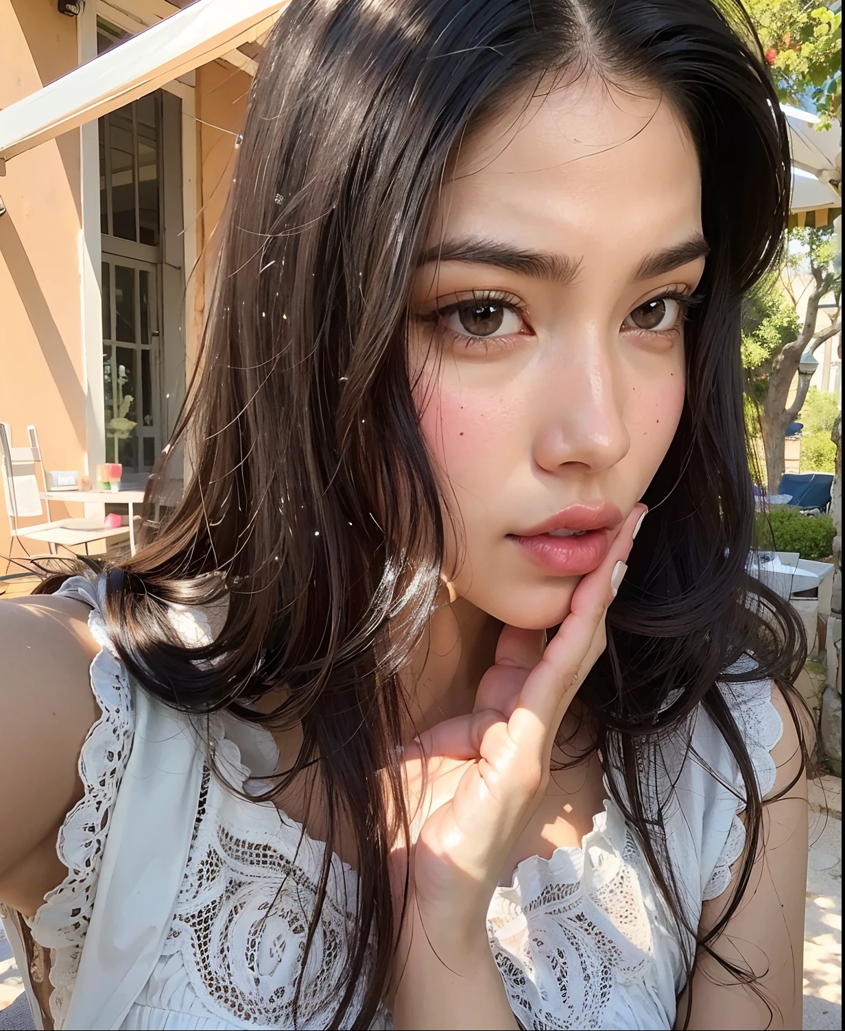 Arafed Mujer con cabello largo y negro posando para una foto, Hermosa cara latina, Piel de oliva impecable, Kylie Jenner, Cerveza Madison, Kendall Jenner, Modelo de Instagram, Violeta Myers, most beautiful woman on earth, 18 years old, Imagen filtrada, Retrato de la chica cervecera de Madison, she has olive brown skin, Modelo de Victoria's Secret, Cerveza Soft Devil Queen Madison