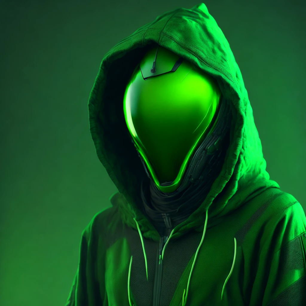 a close-up of a green alien in a hoodie, Space alien, em estilo de bipe, 3 d render bipe, Hybrid style beep blend, bipe e Jeremias Ketner, Estilo bipe, inspirado por Mike "bipe" Winkelmann, Portrait of a humanoid alien, bipe!!