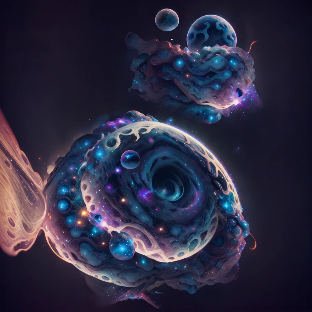 Detalhes do HD, close-up de um homem em um traje espacial, planetas em segundo plano, psychedelic cosmic horror, psychedelic illustrations, cosmic space, plantas crescendo, O mundo da psicose, Graphic art of background space, cosmic illustration, cosmic space, cosmic lsd poster art, dmt space behind, cena espacial, surreal space, cosmic style