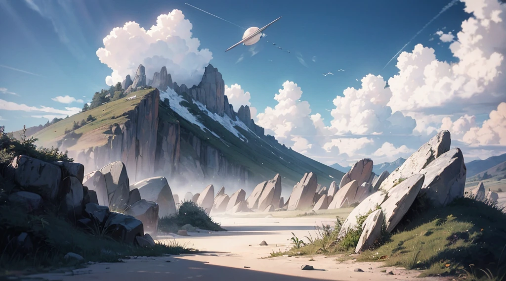 sky-blue， Skysky， Acima das nuvens， A paisagem， A high resolution， （tmasterpiece： 1.4）， hiper-detalhado， girls from a distance， The space， flutuante， ，（melhor qualidade），8k， （（tmasterpiece）） --v 6