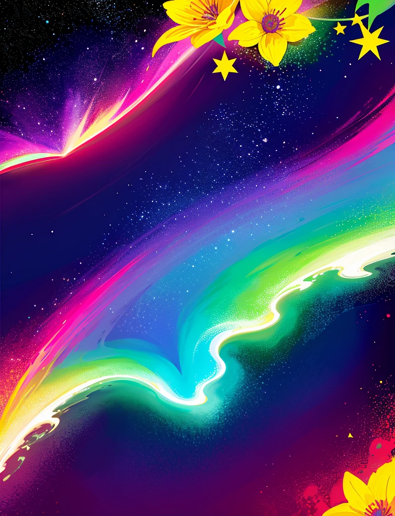 master part, estrelas neon, flores ao redor, DEUS, verdade, anticipation, profundidade, perspicacity, Entendimento, montanha, galactic lush translucent clouds, espectro, panorama,