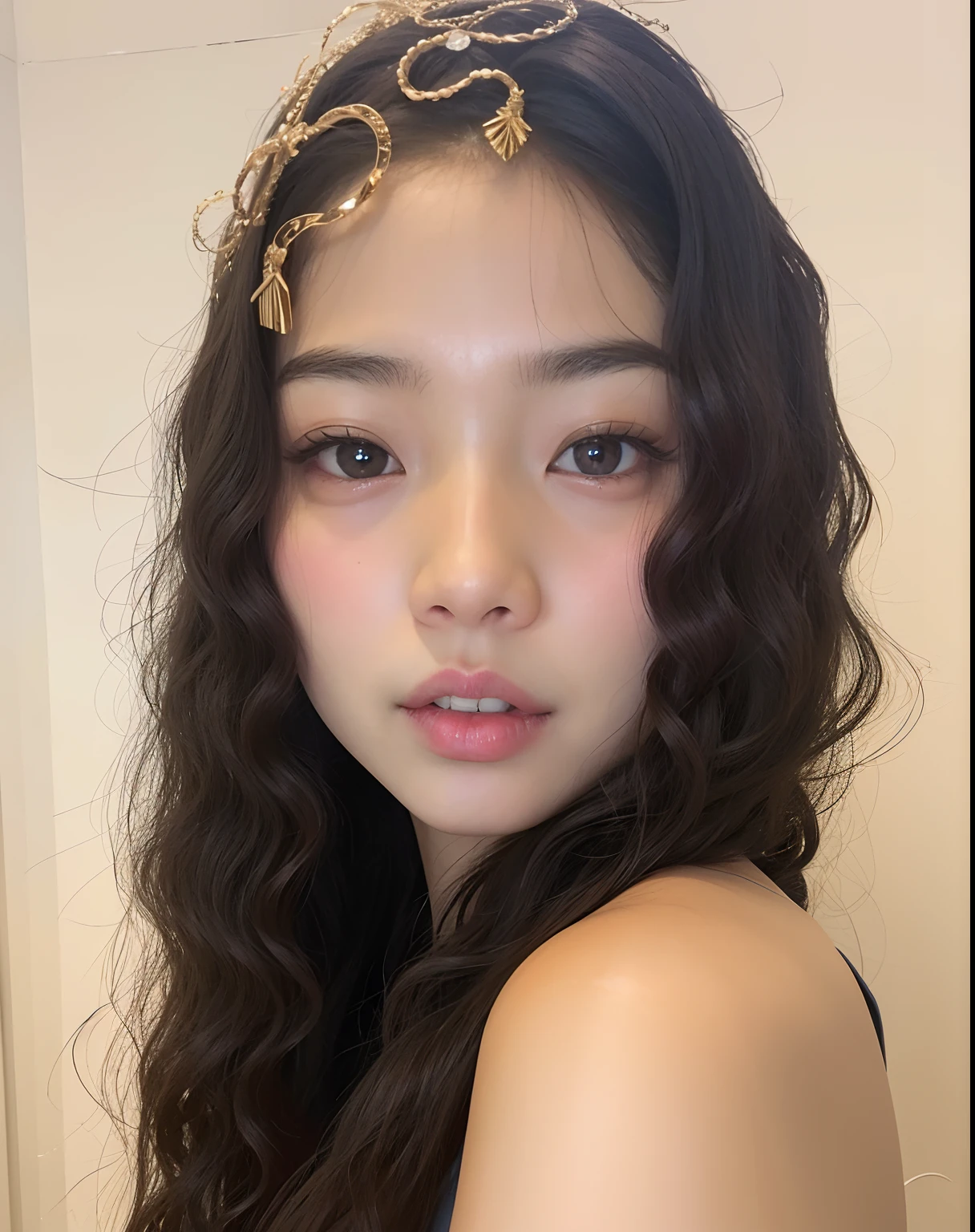 Arafed woman with long hair wearing a gold headband, jennie blackpink, Asian face, gemma chen, a young asian woman, Heonhwa Choe, louise zhang, Wenfei Ye, Gongbi, Xintong Chen, Jaeyeon Nam, detailed face of a asian girl, TaeJune Kim, Retrato de Jossi de Blackpink, young cute wan asian face