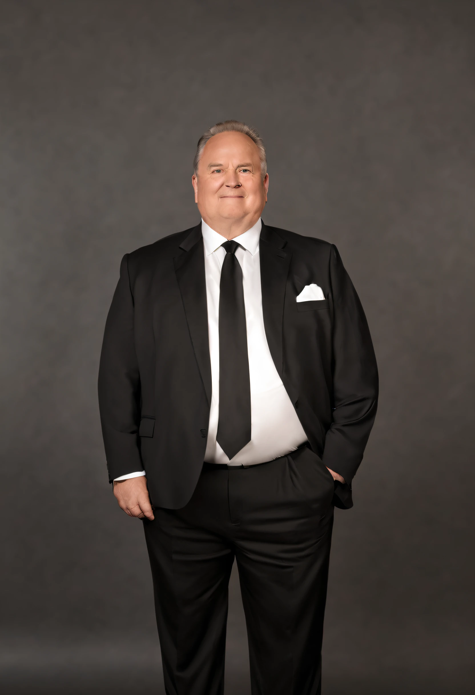 age 55, chubby man, Crotch contour, daddy, belly, bulge, wearing a black suit and tie