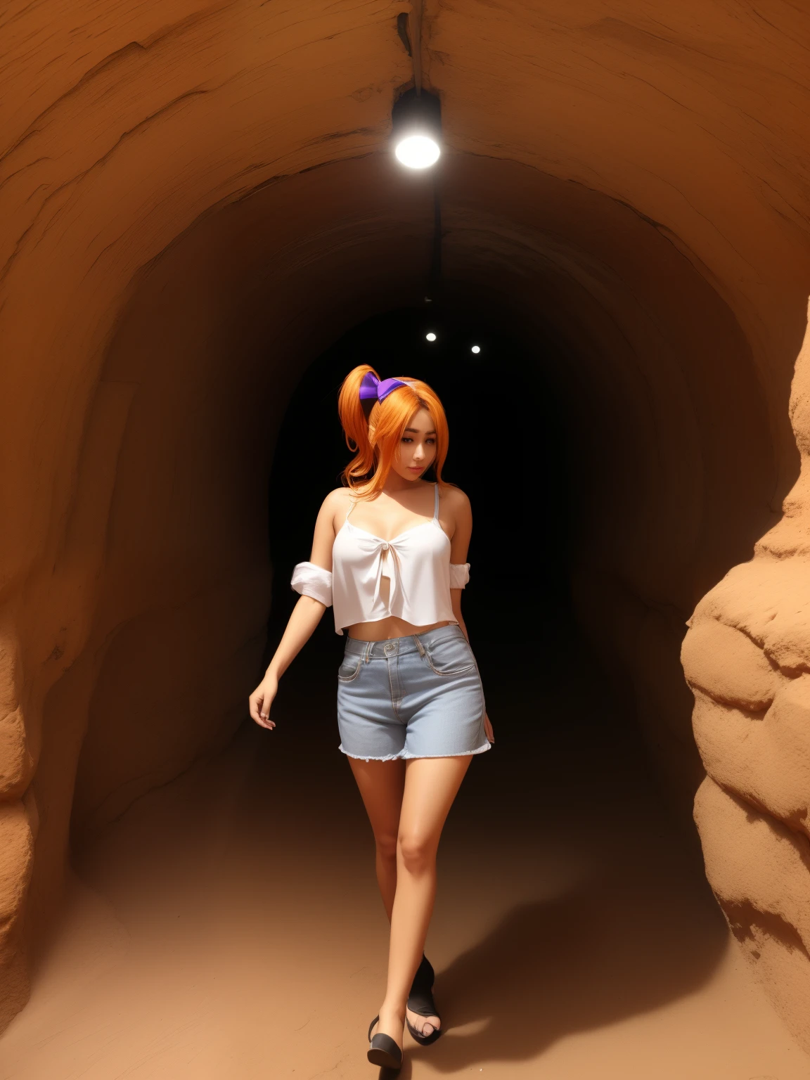 mulher bonita com cabelo laranja (Mega twintails) 8k, master part, altamente detalhado, sozinho,
Underground city,
Tilt Shot,
impressionante,
ecstatic,
tampo do tubo