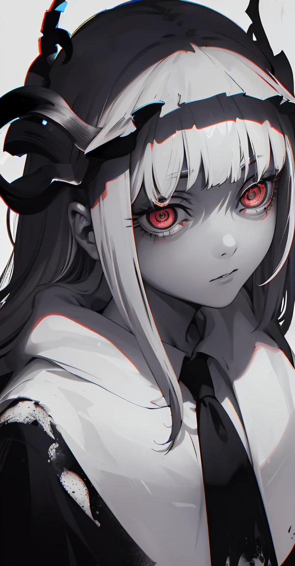 (obra maestra, La mejor calidad), fondo, (horror), miedo, horror, sangre, Llorosos, Mujer, blanco y negro, ((ojos rojos)) high resolution ultra detailed realistic shadow glowing eyes circular pupils defocused background,