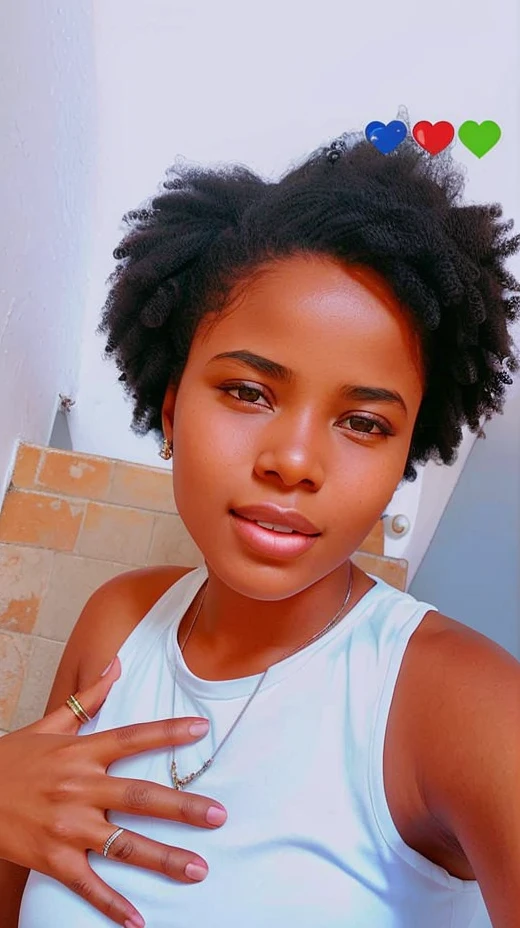 There's a young woman with a ring on her finger, africana de pele clara, Anos Imane, com afro, Mongezi Ncaphayi, taken in the early 2020s, 1 6 anos, tiradas em 2022, 16 anoer jovem negra, foto do perfil, jovem mulher negra