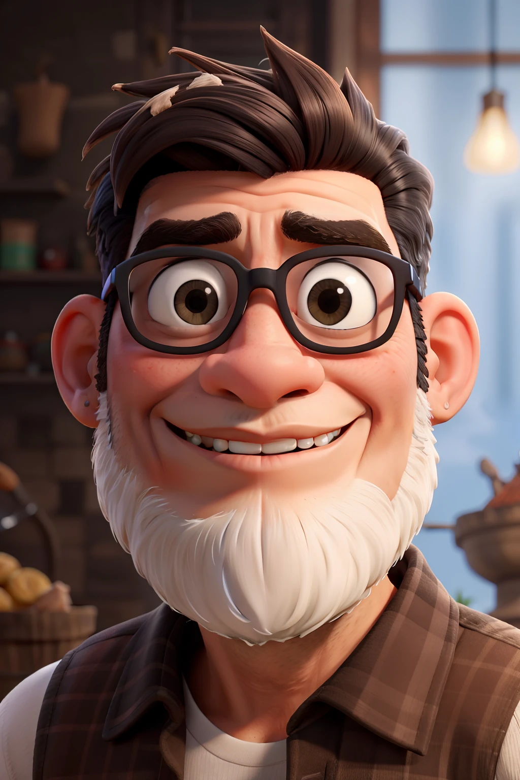 Barba preta cabelo preto olhos castanhos
