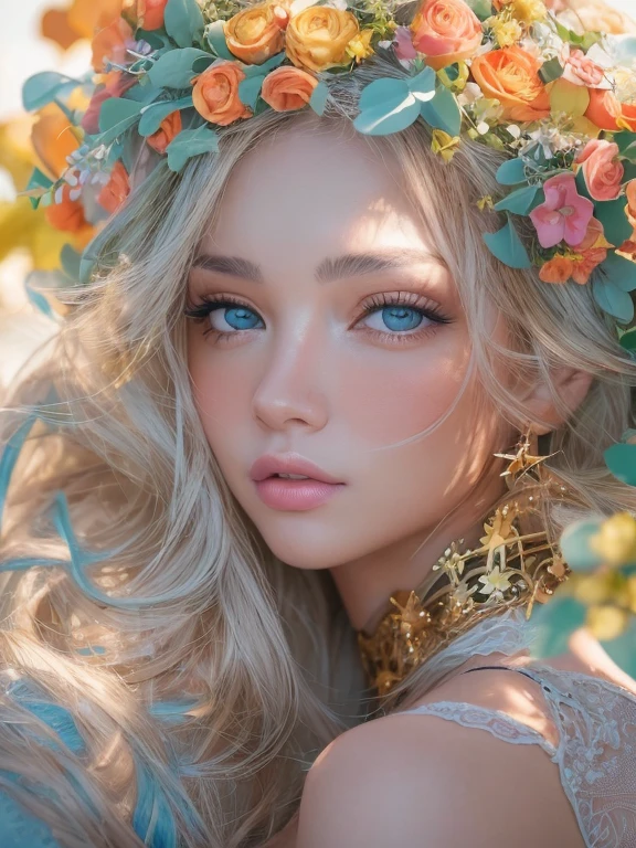 leogirl, seductora inclinada hacia adelante piel detallada, CG 8K ultra realista, Cara perfecta, impecable, Limpio, Obra maestra, Ilustraciones profesionales, Obras de arte famosas, cinematic lighting, cinematic bloom,((cabello dorado:1)),(Hermosa chica japonesa),Cara perfecta, (joven:1.1),((Figura en forma)),((25-years old)), Cara hermosa, hermosos ojos azules,Detalle Ojos, Detalle de la cara, (((cuerpo femenino perfecto, cintura estrecha))),(Pechos de lage:1.2), Mirando al espectador,(:1),,  , ,(( ,interior, solamente)), sexy, inocente, flowing glown, fineart flowing glown