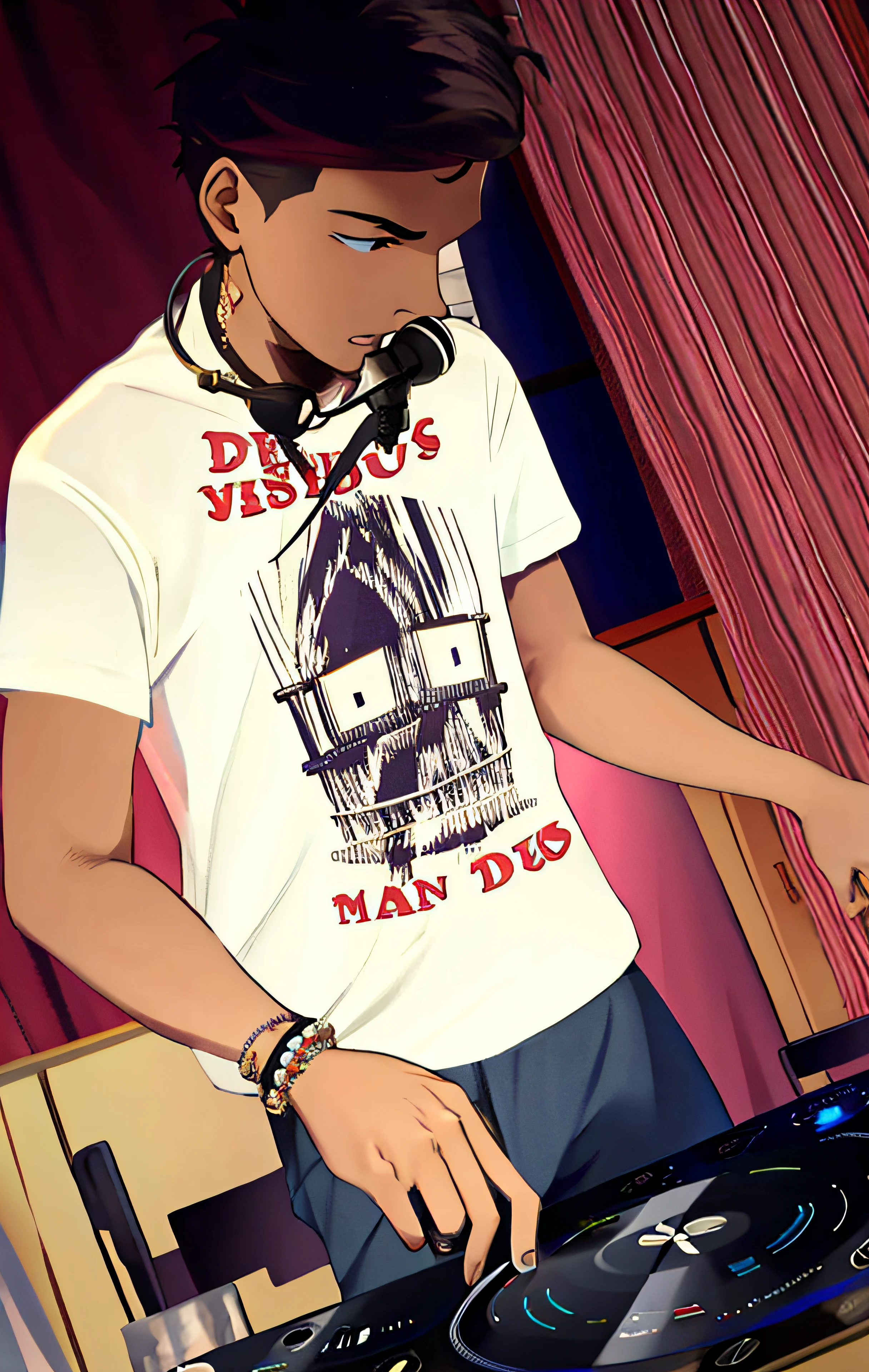 master part, best quality,jovem dj, ultra detalhado, man's face with lightning and thunder, raiva, ira, Deus Supremo,