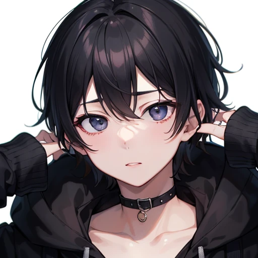 1 boy、A dark-haired、Black eyes、Depression