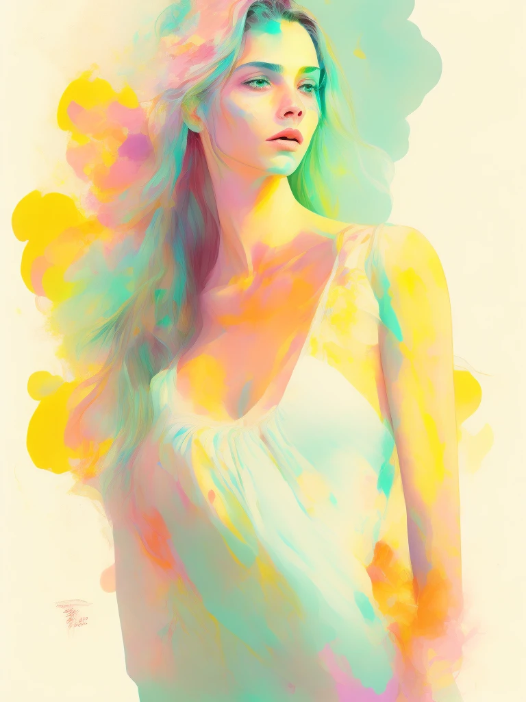 MULHER SEXY, Design brilhante, pastels colors, gotas de tinta, Summer light