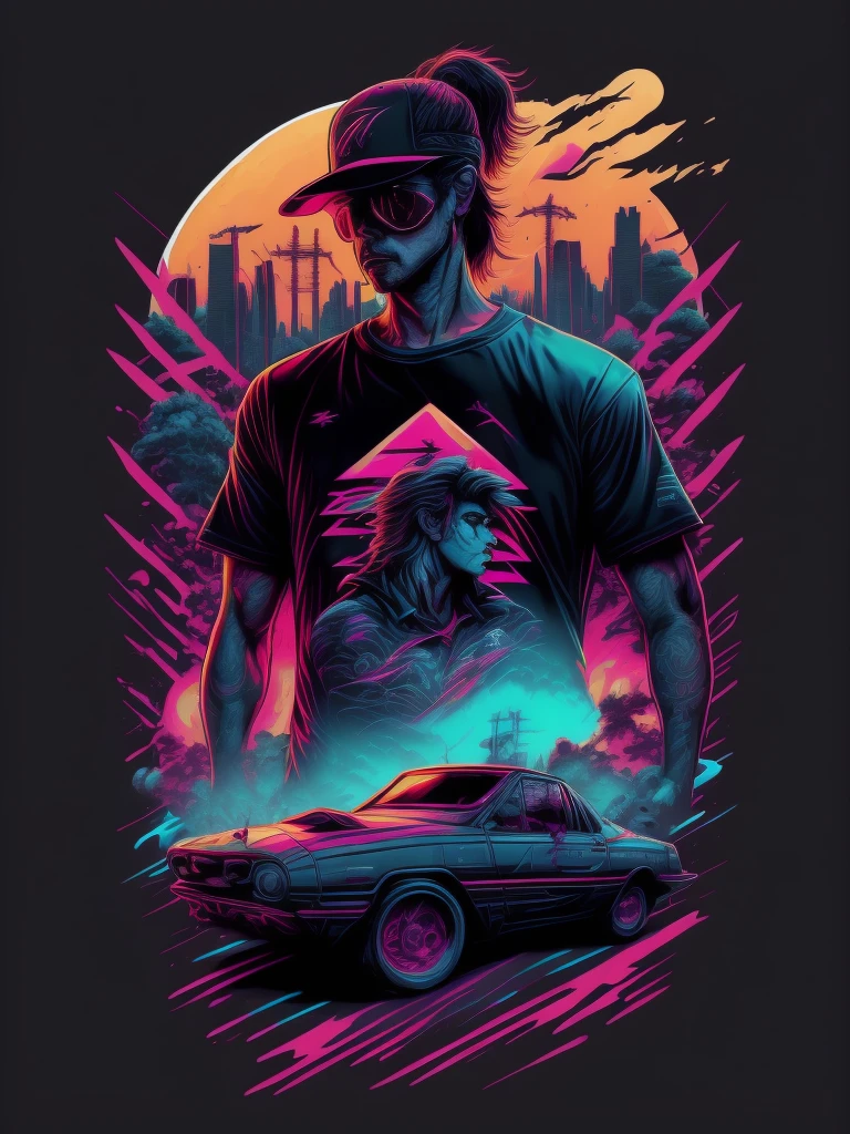 Atleta beisebol, Grafite inspirado, cores vibrantes, NEO Tokyo, futurista, arte vetorial, design de camiseta