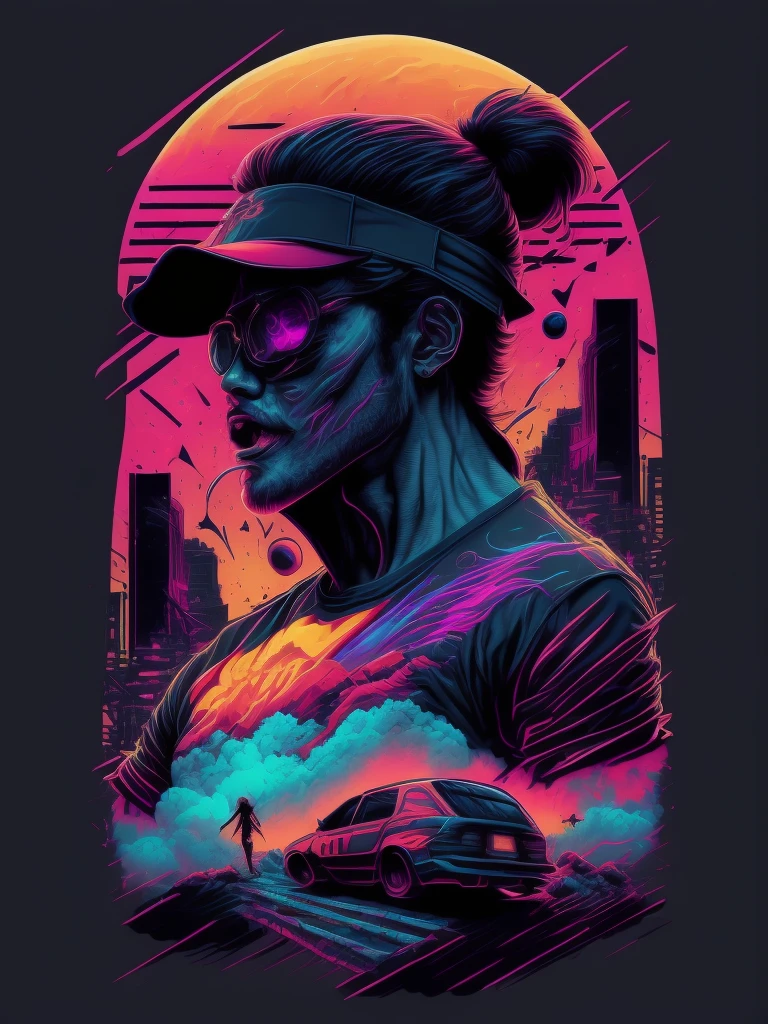 Atleta beisebol, Grafite inspirado, cores vibrantes, NEO Tokyo, futurista, arte vetorial, design de camiseta