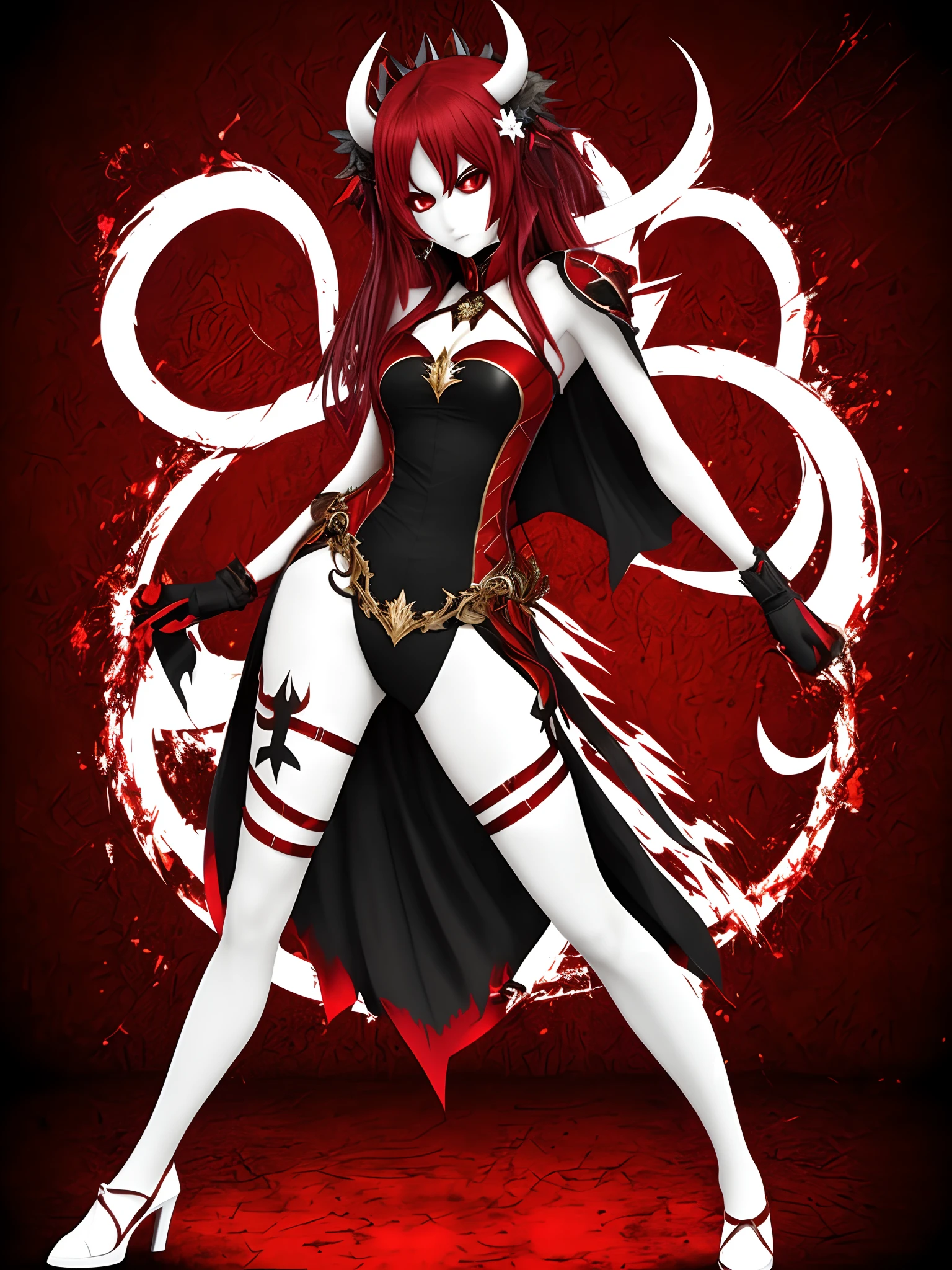 Red and white demon full body
