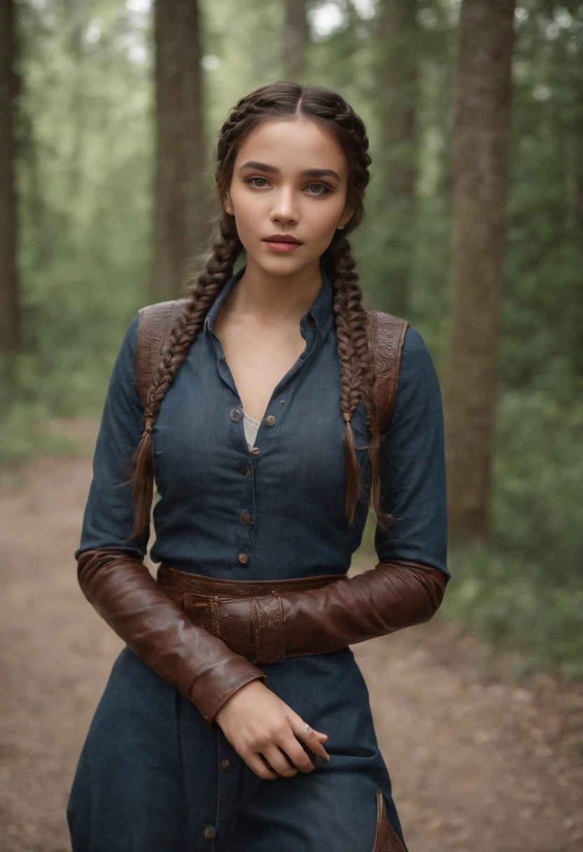 (masterpiece, best quality), deep ebony 1girl, Beautiful face, leather, braided hair, collar, boots,