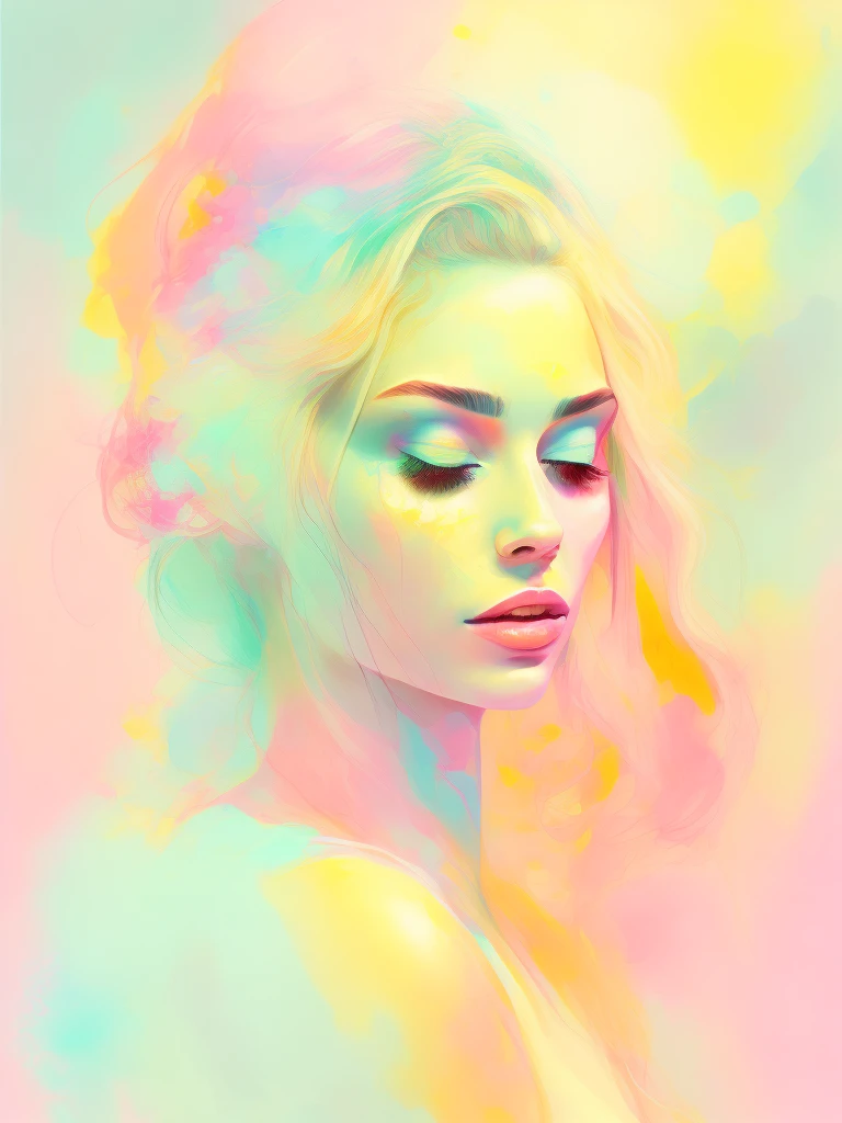 MULHER SEXY, Design brilhante, pastels colors, gotas de tinta, Summer light