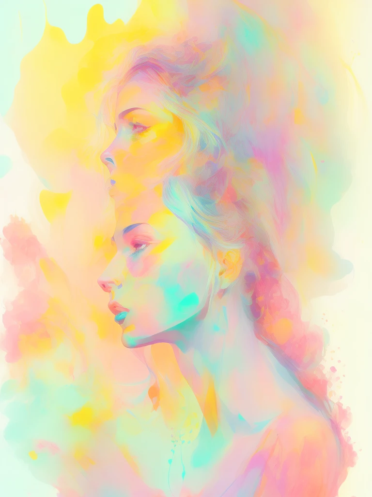 MULHER SEXY, Design brilhante, pastels colors, gotas de tinta, Summer light