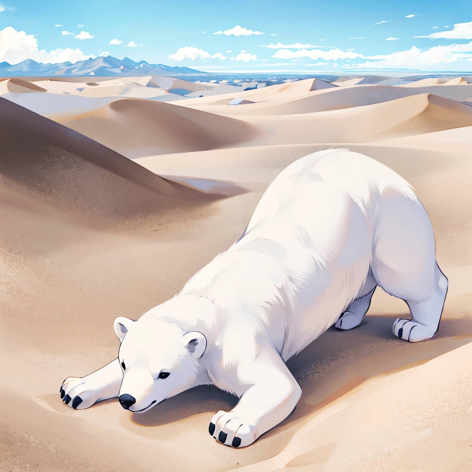 polar bear in the desert、cute little