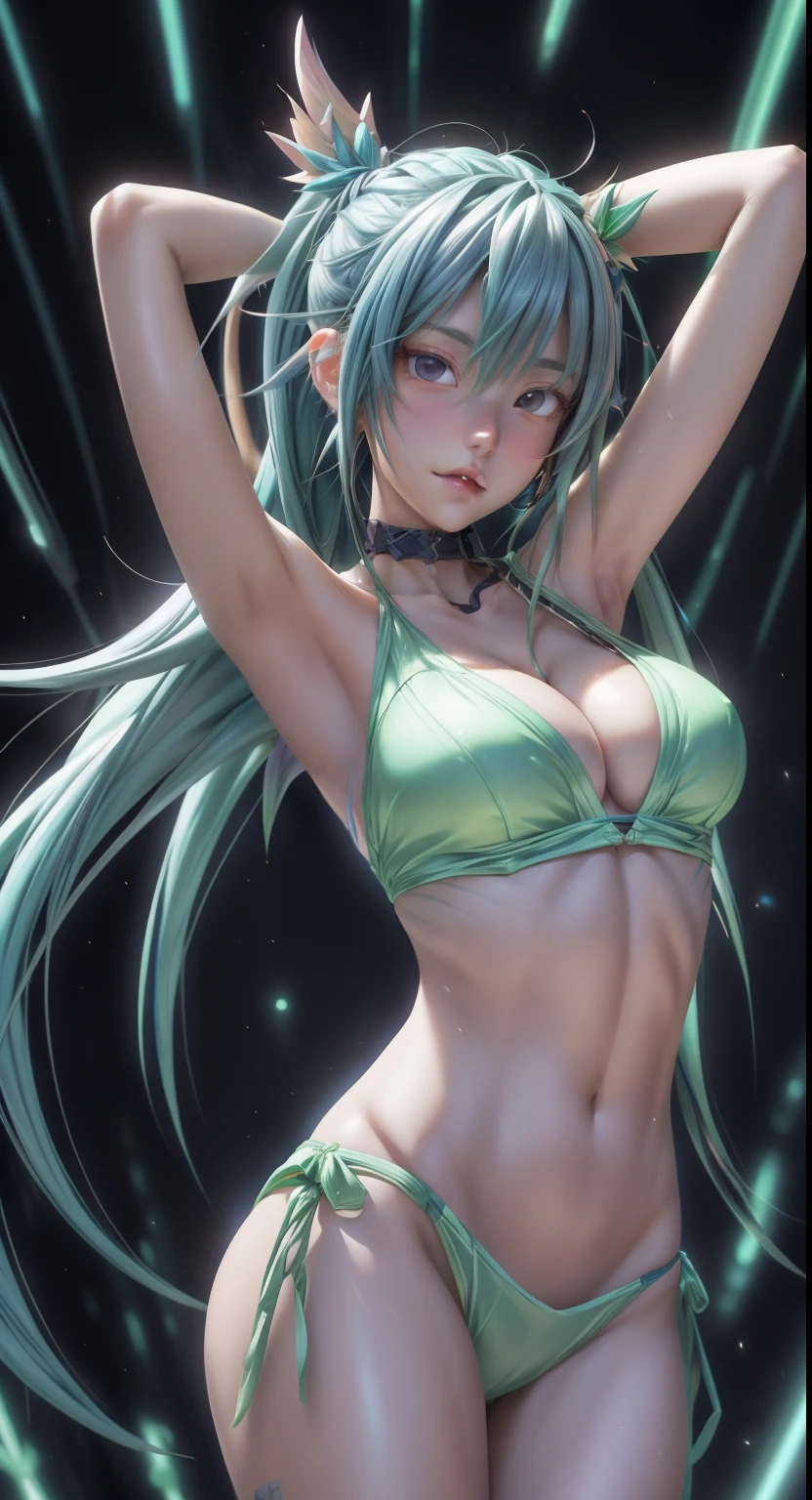 a close up of a woman in a bikini posing for a picture, Very detailed artistic sprout, seductive anime girls, anime goddess, beautiful attractive anime woman, 8K high quality detail art, most models | Art germ, Fan Art Best Art Station, art bud on artstation pixiv, smooth anime cg art, Art germ. anime illustration