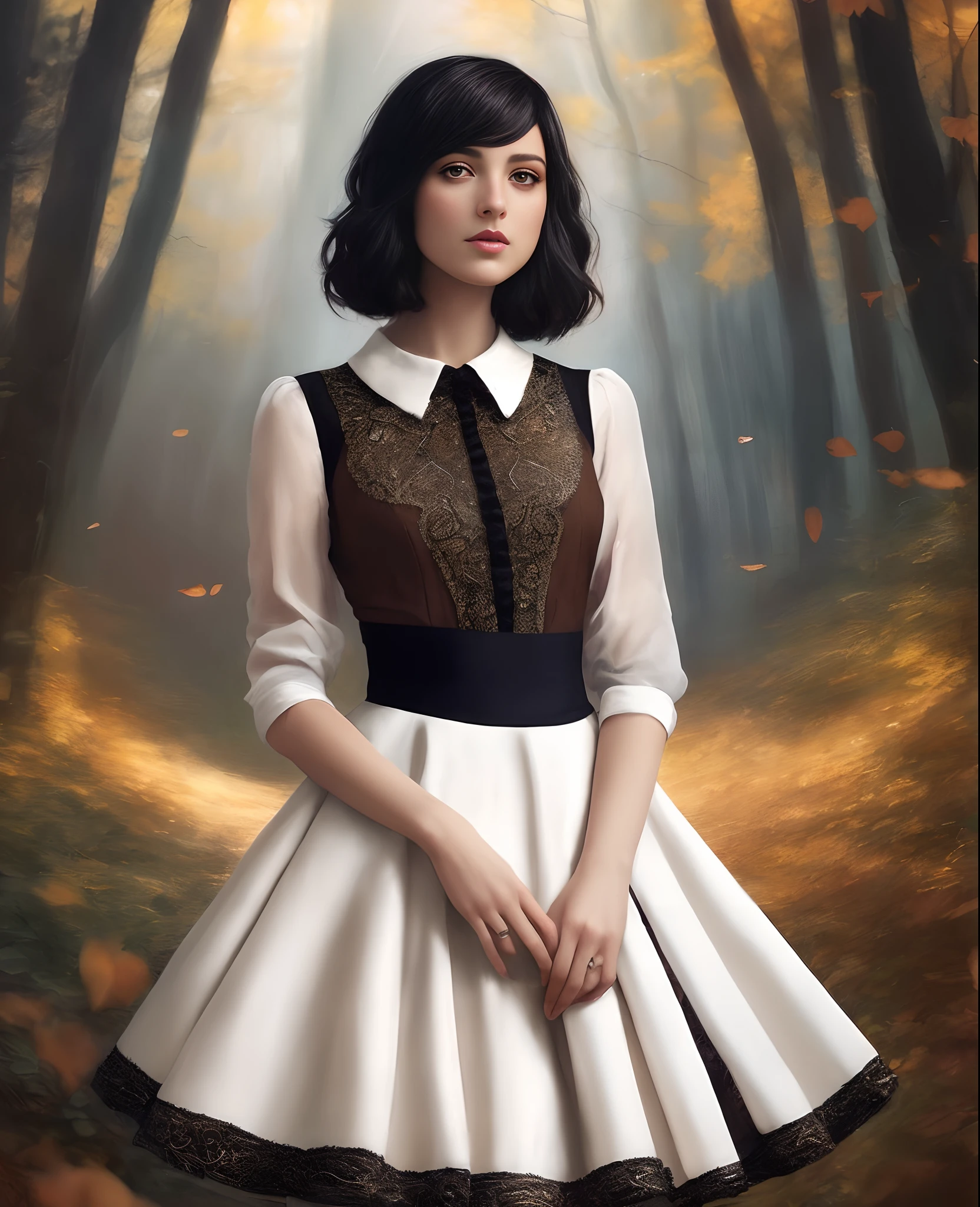 imagem arafada de uma mulher de vestido parada em uma floresta, Tom Bagshaw Estilo, Arte Estilo Tom Bagshaw, Tom Bagshaw Estilo de Arte, no Tom Bagshaw style •, No estilo de Tom Bagshaw, Estilo de Tom Bagshaw, Tom Bagshaw inspirado, Arte Tom Bagshaw, Tom Bagshaw inspirado, tom bagshaw ) ) )