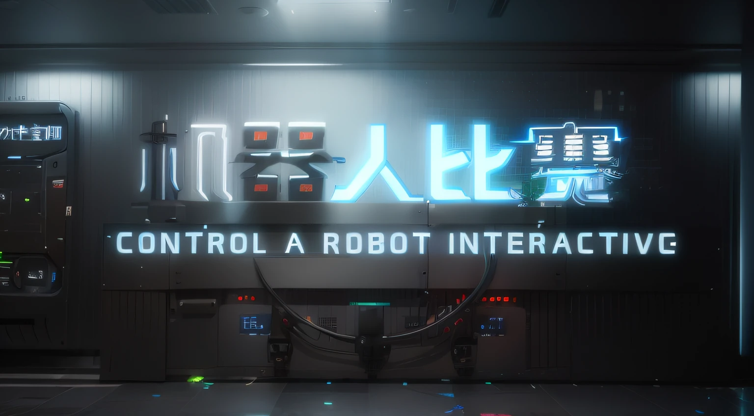 There is a sign that says Control Robot Interaction, control, view is centered on the robot, Robotic, interface, beastly, Integrated synthetic robot, droid, droid, Who are the robots?", Wang Chen, the most advanced humanoid robot, Human-machine interface, text : Robot rock, Popular topics on cgstation