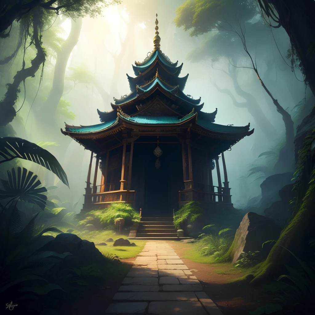 Enchanted temple in jungle