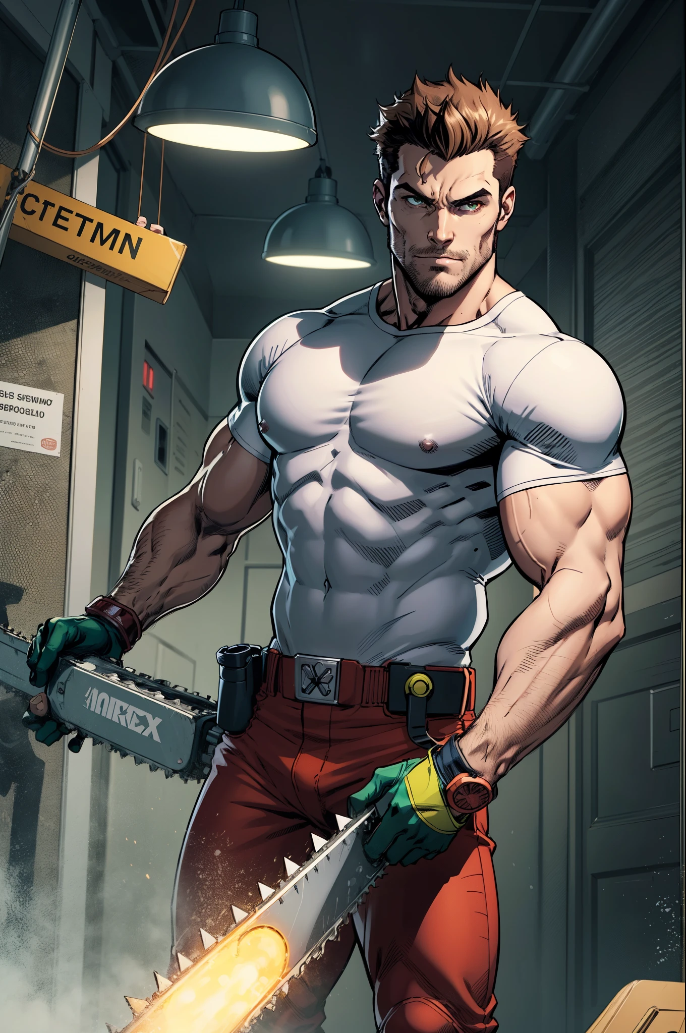 Makima de chainsaw Man tendo sexo com um homem de 1, 75 metros sem barba com o omnitrix no pulso do homem