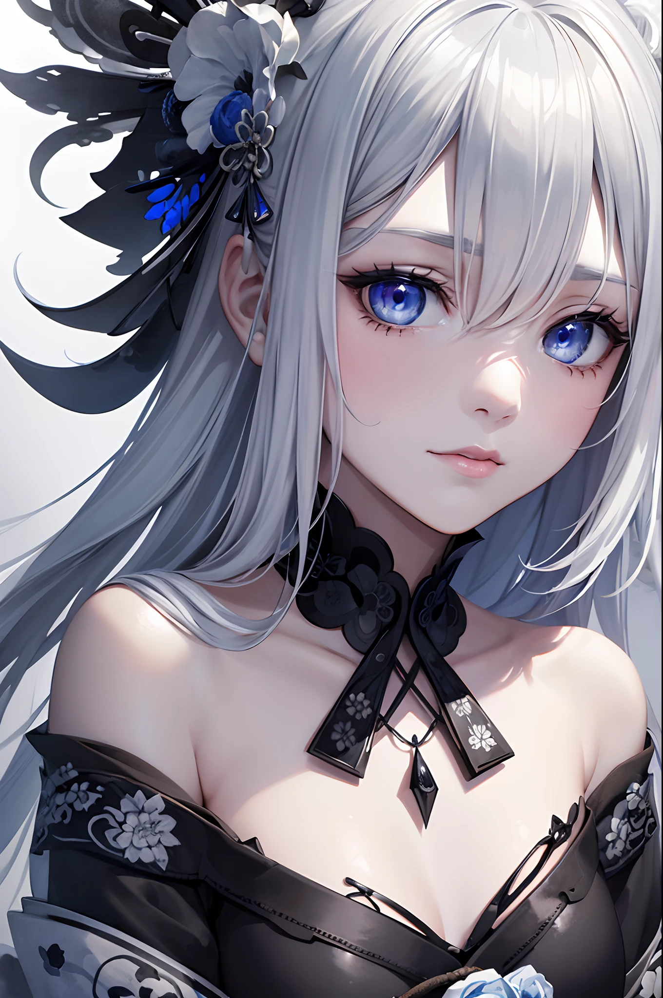 (((ink and wash style))),((Best quality)), (masterpiece:1.5), (8k cg wallpaper), (the vast world of lies, false sky, real girl, abstract: 1.4),(masterpiece:1.3),(fluorescent, intricate, surreal, breathtaking, incredible, quiet, silent),(best quality),(ultra-detailed, high resolution, extremely detailed:1.5), one girl, silver hair, blue eyes, looking sideways, cool face, kimono, ephemeral, Ink painting