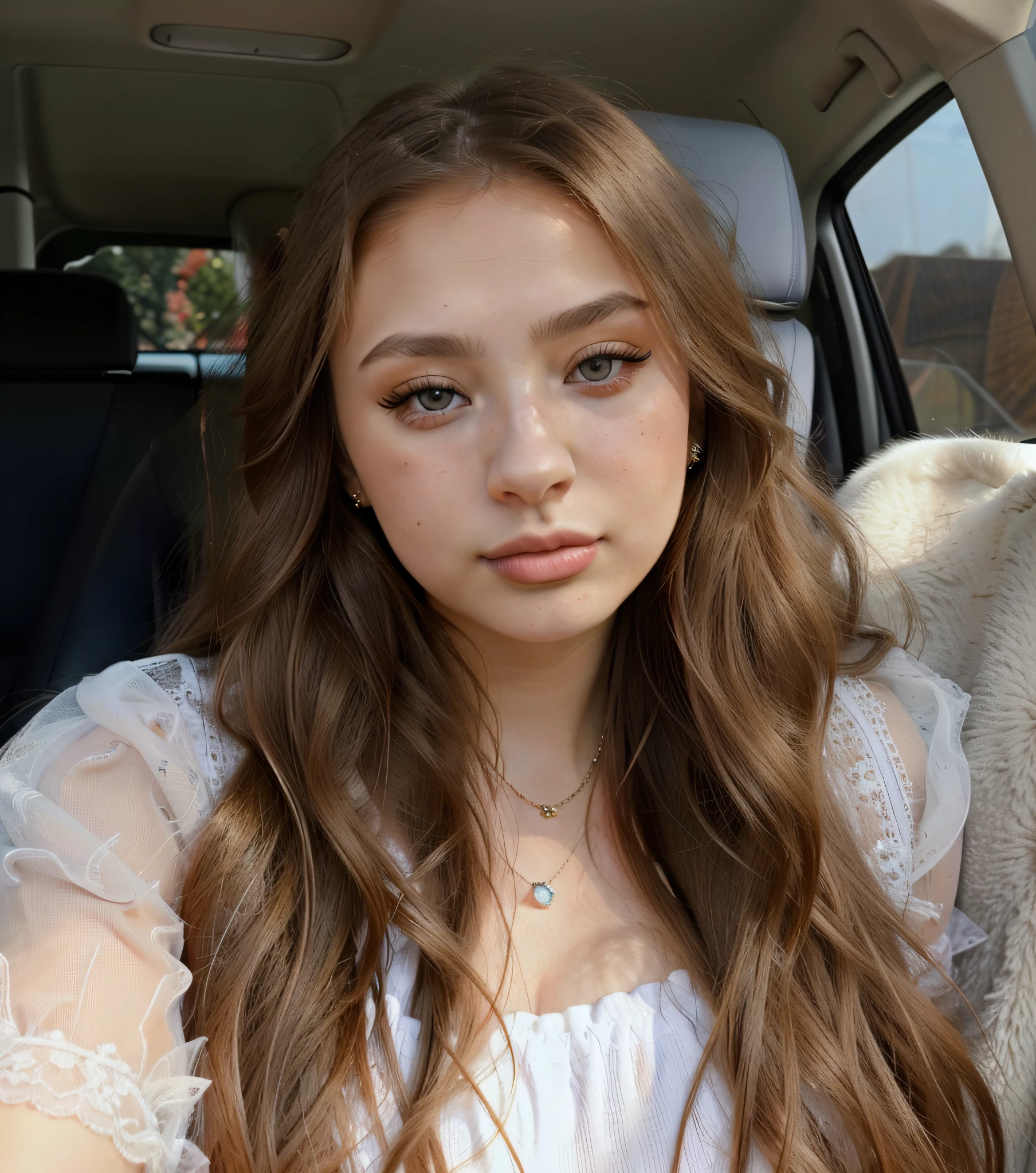a close up of a woman sitting in a car with long hair, portrait sophie mudd, violet myers, viktoria gavrilenko, anna nikonova aka newmilky, russian girlfriend, instagram model, pokimane, anastasia ovchinnikova, angelina stroganova, gorgeous latina face, attractive girl, 18 years old, alina ivanchenko, blue eyes