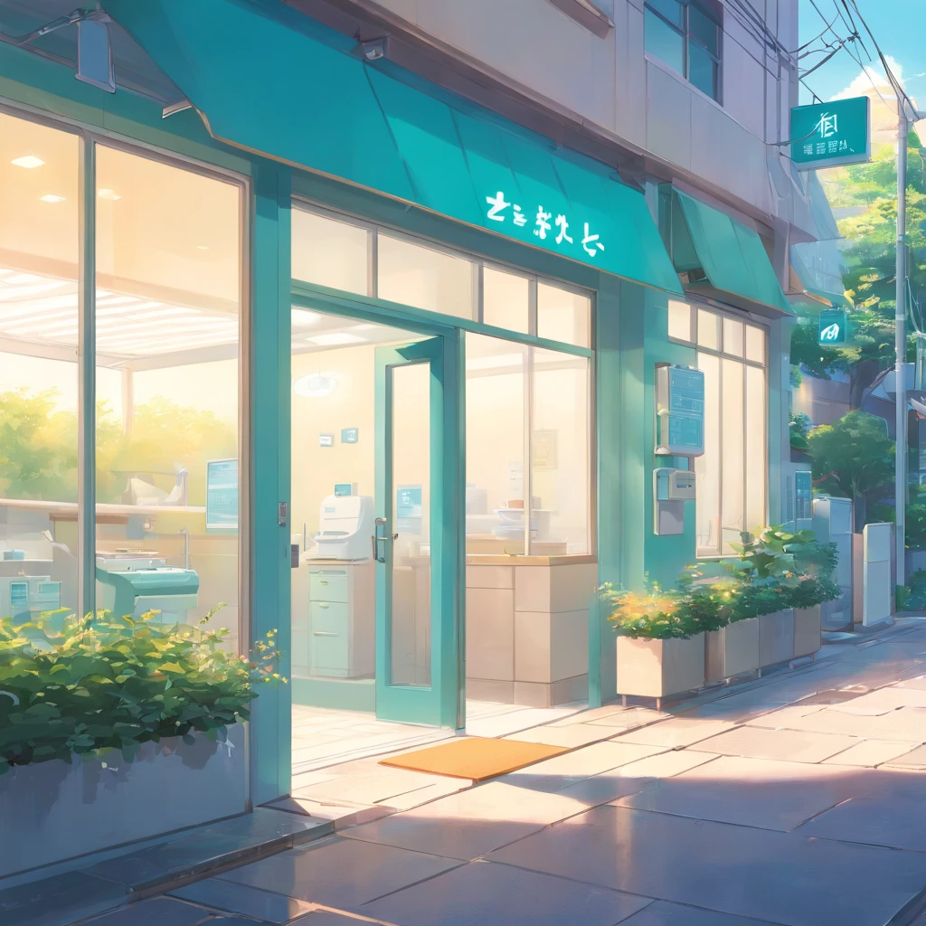 (dentist) ((outside view)) 建筑 Autodoor Planting entrance morning daytime