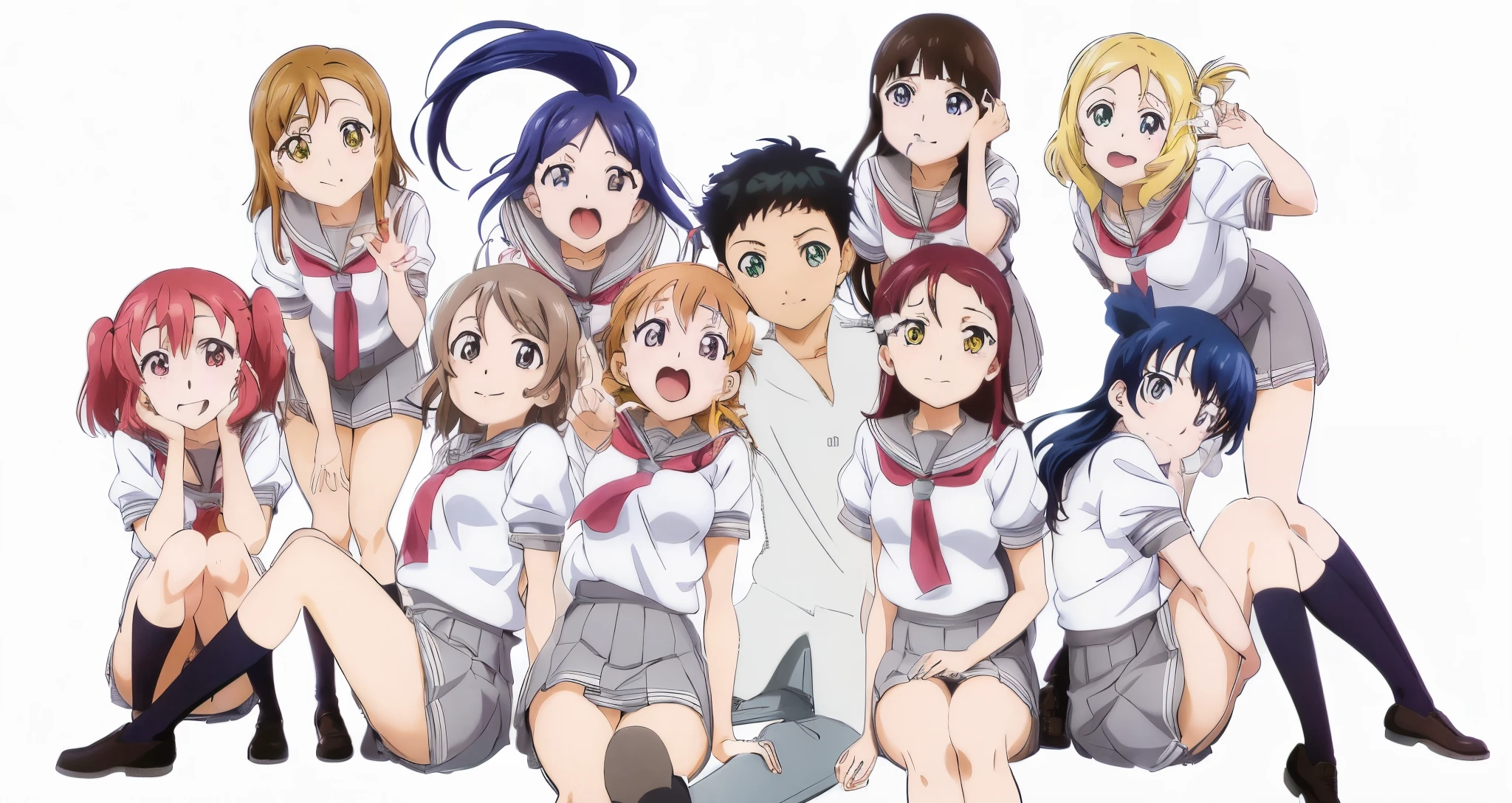 anime girls sitting on the ground with their mouths open, evangelionic illustration, official studio anime still, cel shaded anime, shirobako, official anime still, promotional art, official art, sankakucomplex anime image, anime key visual”, nagatoro, ( ( ( anime ) ) ), ( ( ( yoshinari yoh ) ) ), ecchi anime style