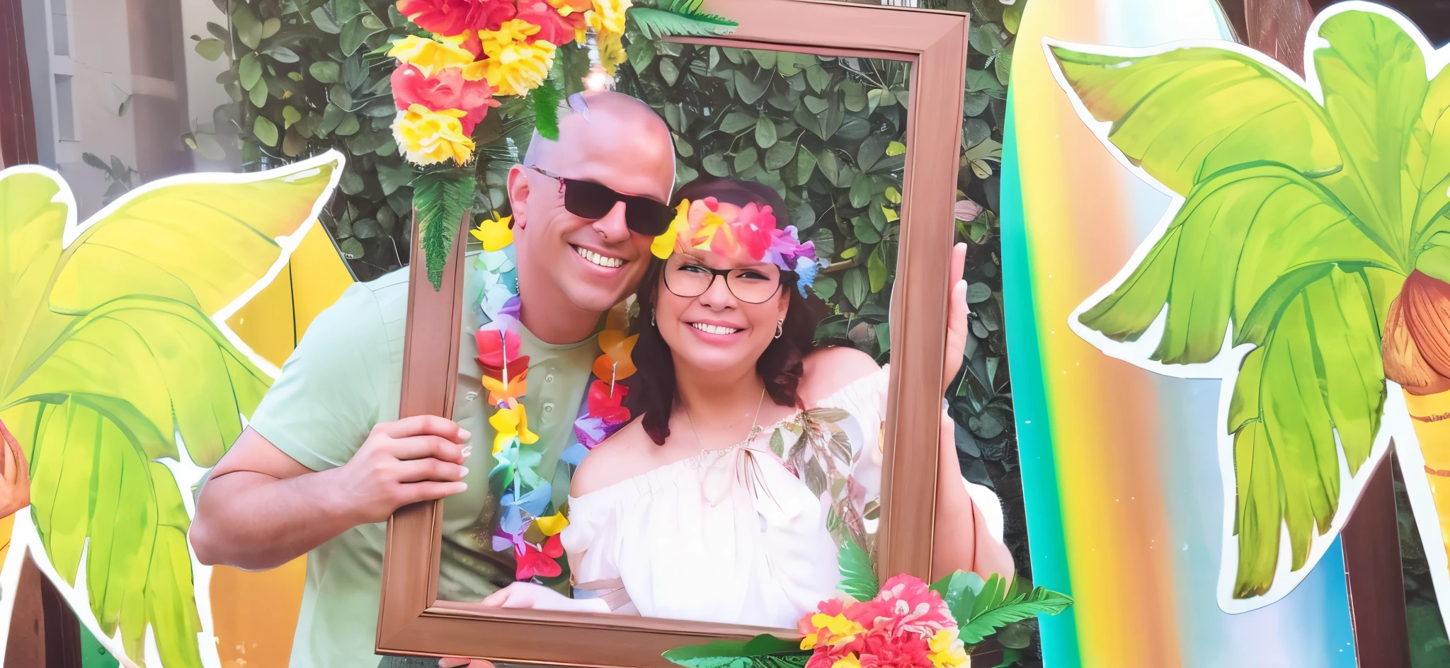 there is a man and a woman posing for a photo in a photo frame, Foto 8k, Foto 8K, vacation photo, Casal feliz, pano de fundo, divertindo-se, retrato de casais, photo booth, foto retrato, foto de perfil, momma and papa, retrato da moldura central, foto do snapchat, album photo, imagem de perfil, Foto 4K, 4K Photo