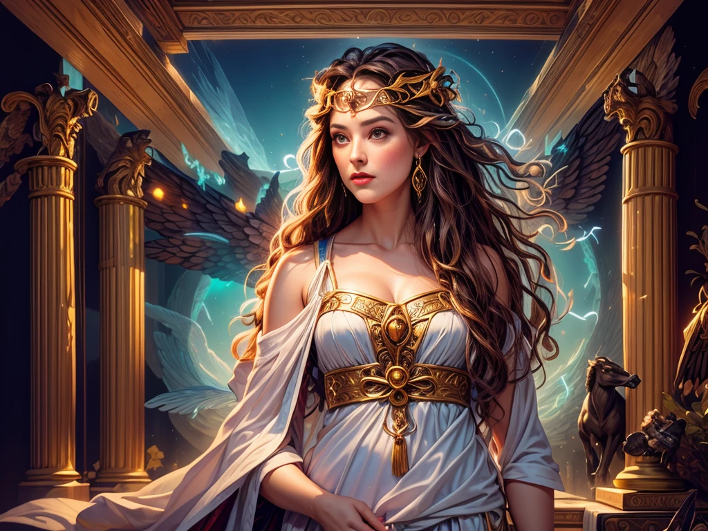 A portrait of a woman in high definition, com cavalo ((um cavalo)), em 8K de um mulher anjo de 18 anos, ((  angel with several majestic wings,)), Deus do Mar, Deus do Oceano, Luthien, arte de deus, Deus da mitologia grega, Deus da Lua, Deus do amor e da paz, deus bonito, Mitologia do Deus da Terra, o deus Eros, Um retrato impressionante de um deus, Frank Kelly Freas, Estilo Karol Bak, ((beautiful face)), Ultra Definition, melhor qualidade, 32k ultra | | | | | | | | | | | | | | | | | | | | | | | | | | , Ultra HD | | | | | | | | | | | | | | | | | | | | | | | | | |