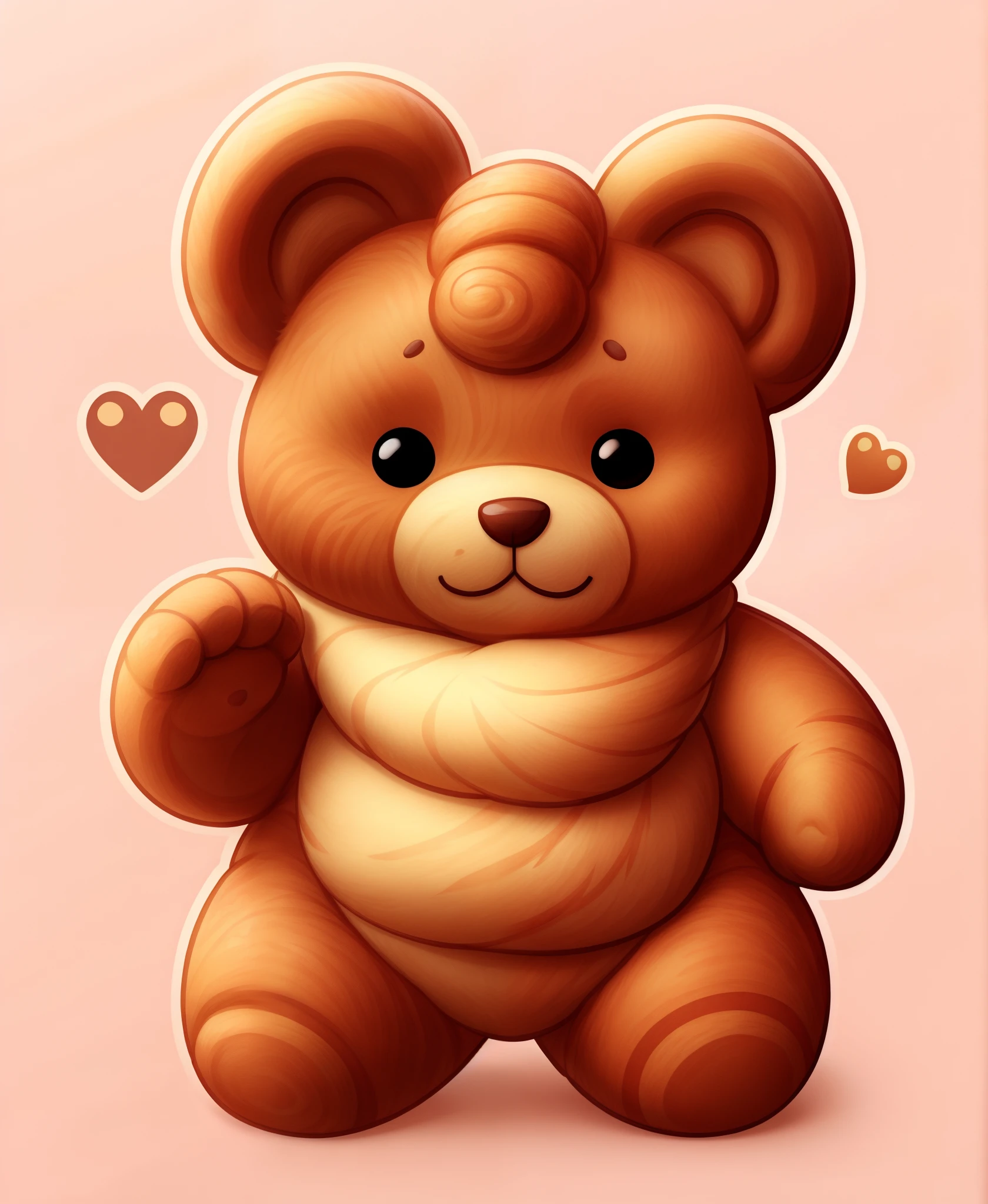 CroissantStyle teddybear, simple background, sticker, stickers