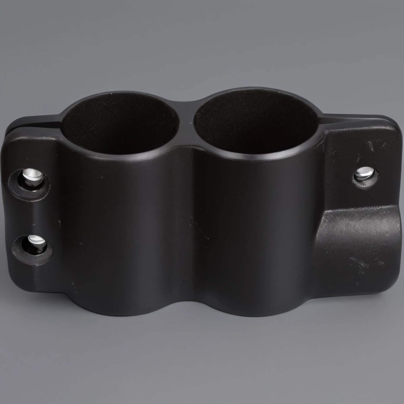 a close up of a black double cup holder on a white background, top view, top angle view, bottom angle, bottom view, short muzzle, sbt, bottom - view, above side view, universal, top - side view, official product photo, maxar, hdt, listing image, general, product photo, bara