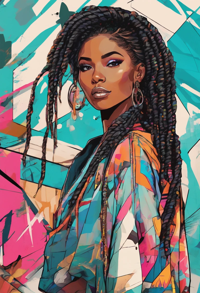 androgynous, african, braids, Digital illustration style, Digital Illustration Portrait, Trends in Artstration, in the art style of bowater, detailed portrait of anime girl, digital anime illustration, Painted in the style of Artgerm, Portrait of Martin Ansin, Detailed pictorial portrait, Digital Illustration -, artgerm. High Detail