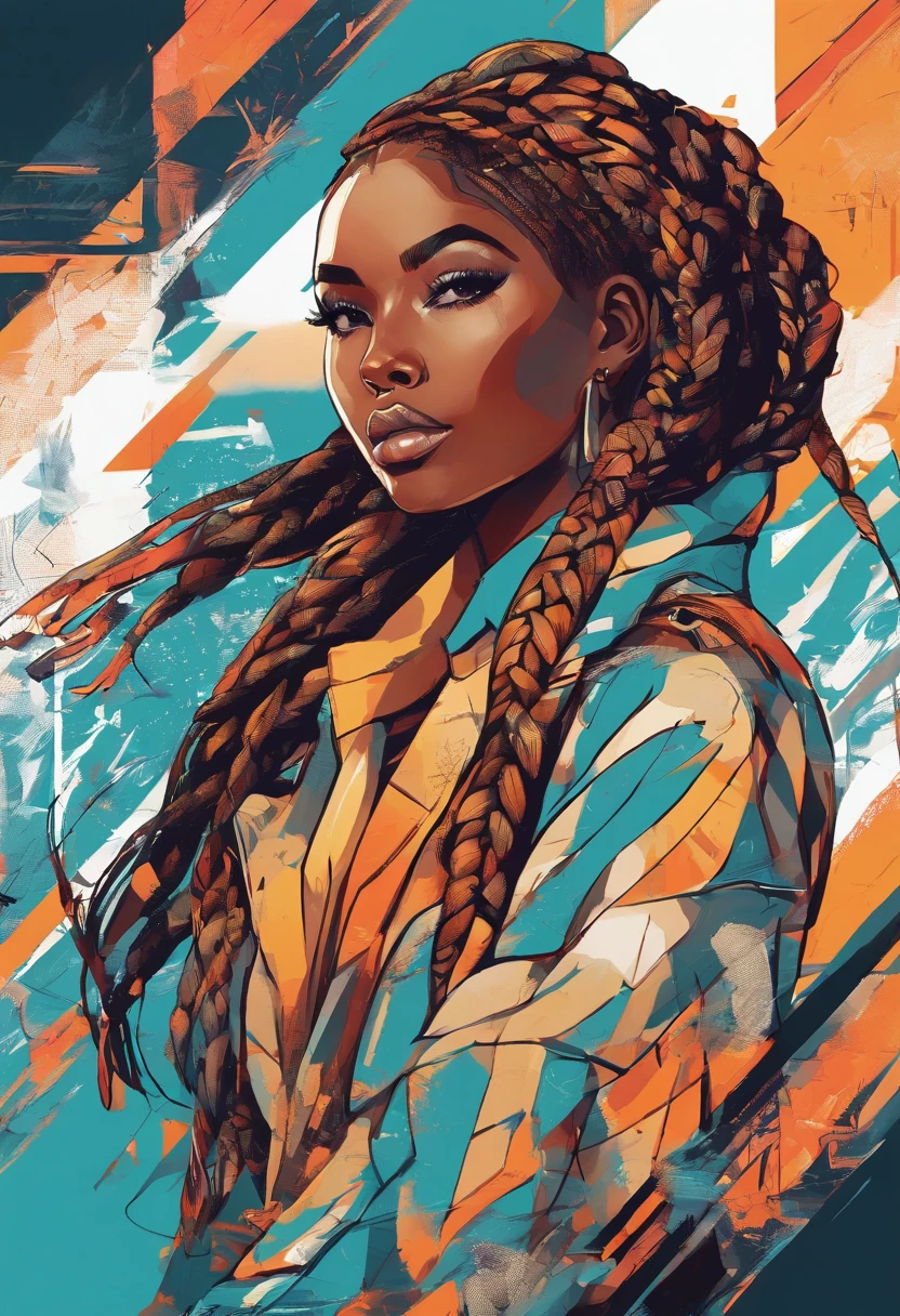 androgynous, african, braids, Digital illustration style, Digital Illustration Portrait, Trends in Artstration, in the art style of bowater, detailed portrait of anime girl, digital anime illustration, Painted in the style of Artgerm, Portrait of Martin Ansin, Detailed pictorial portrait, Digital Illustration -, artgerm. High Detail