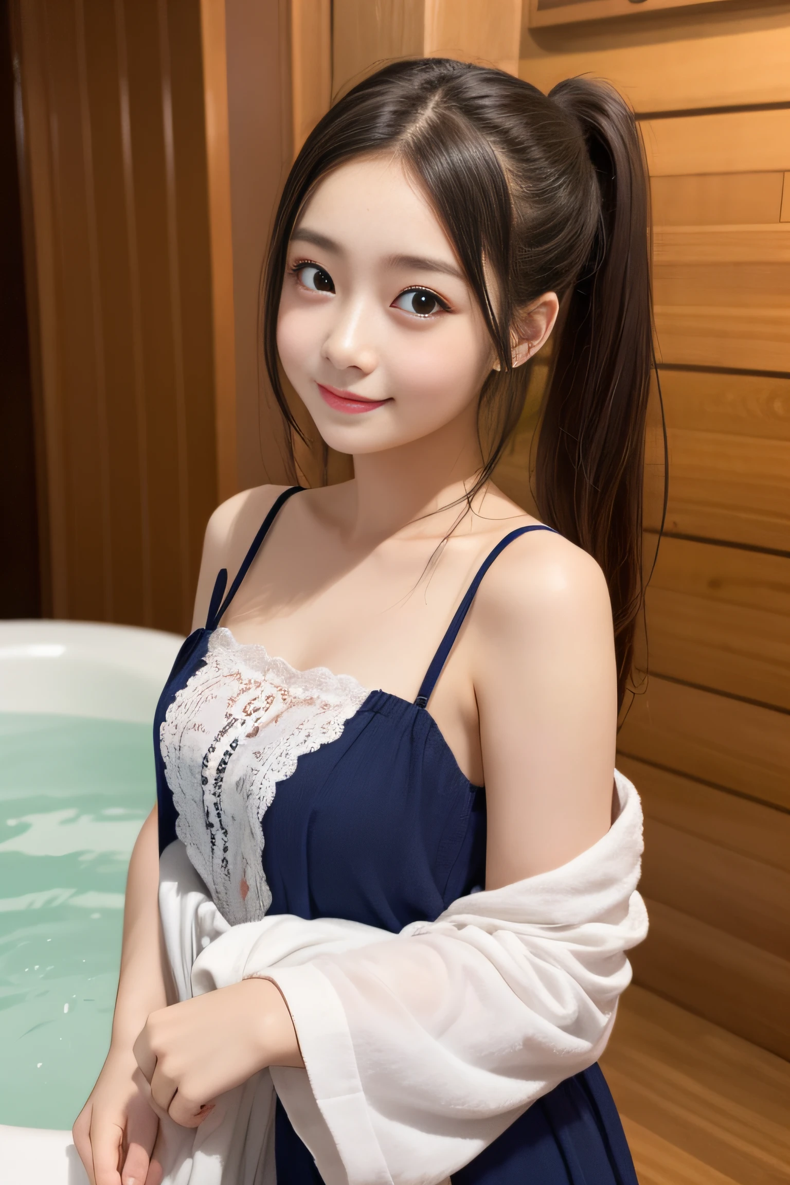 ryokan、bath、Young shiny shiny white shiny skin、Best Looks、shiny light hair、a small face、cute 18yo girl
