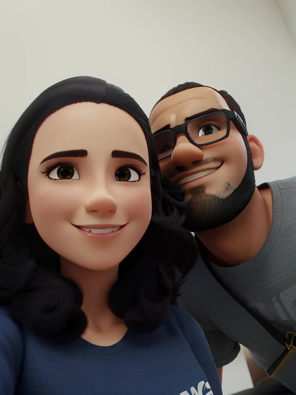 Um casal, o homem moreno de cabelo curto preto e a mulher clara, de cabelos longos pretos, alta qualidade, melhor qualidade, ao fundo a torre de Paris